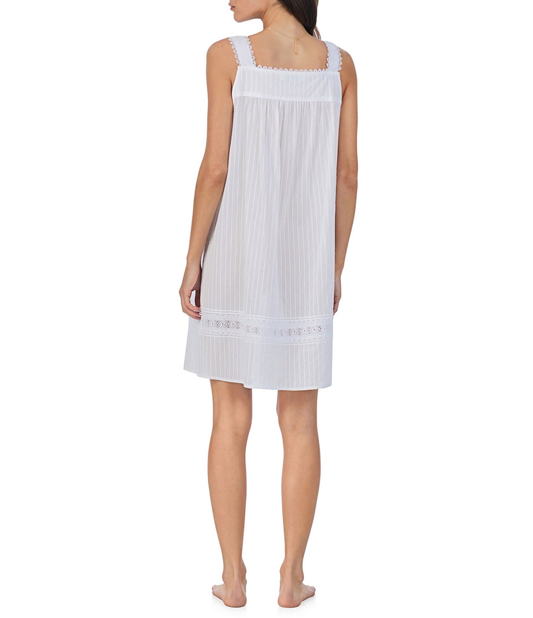 Eileen West Dobby Stripe Sleeveless Cotton Woven Short Chemise