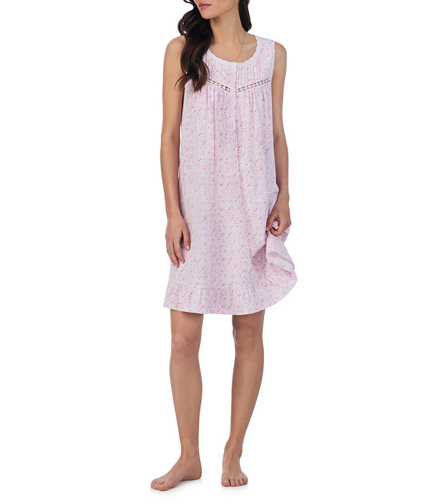 Eileen West Floral Print Sleeveless Round Neck Jersey Knit Chemise