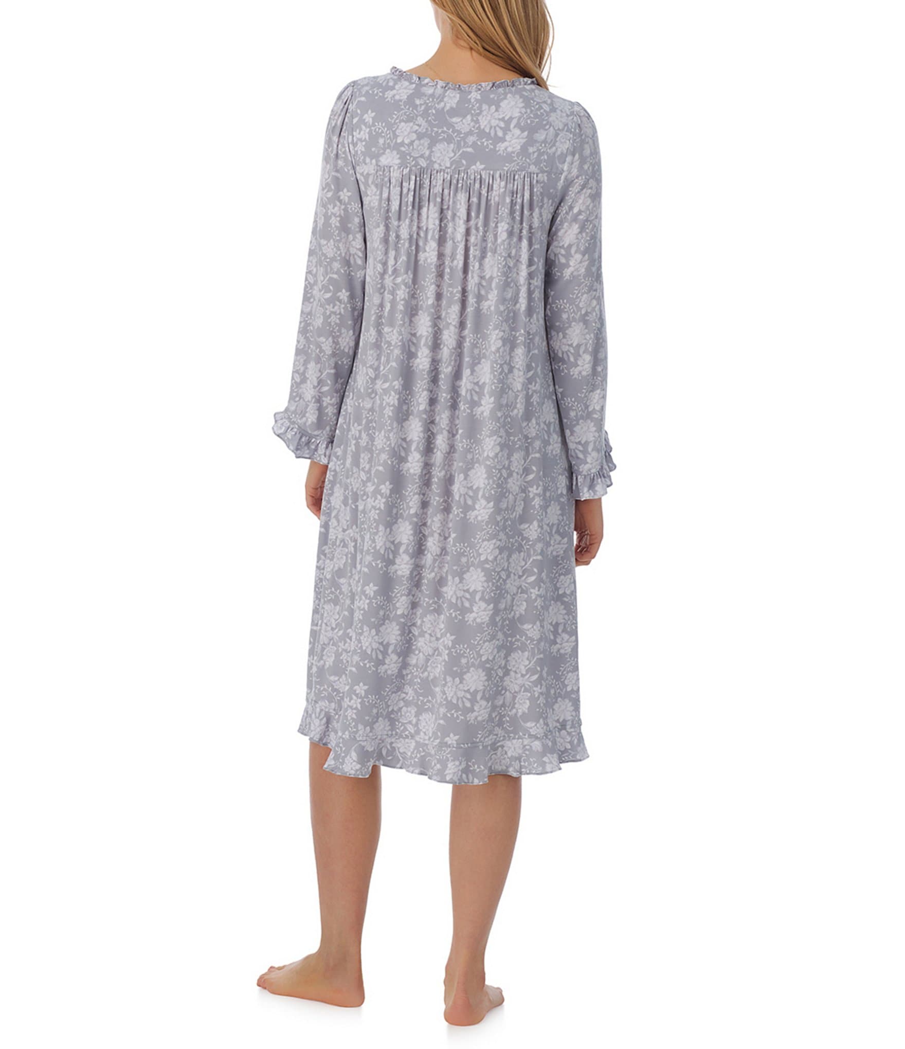 Eileen West Long Sleeve Sweetheart Neck Modal Jersey Floral Nightgown