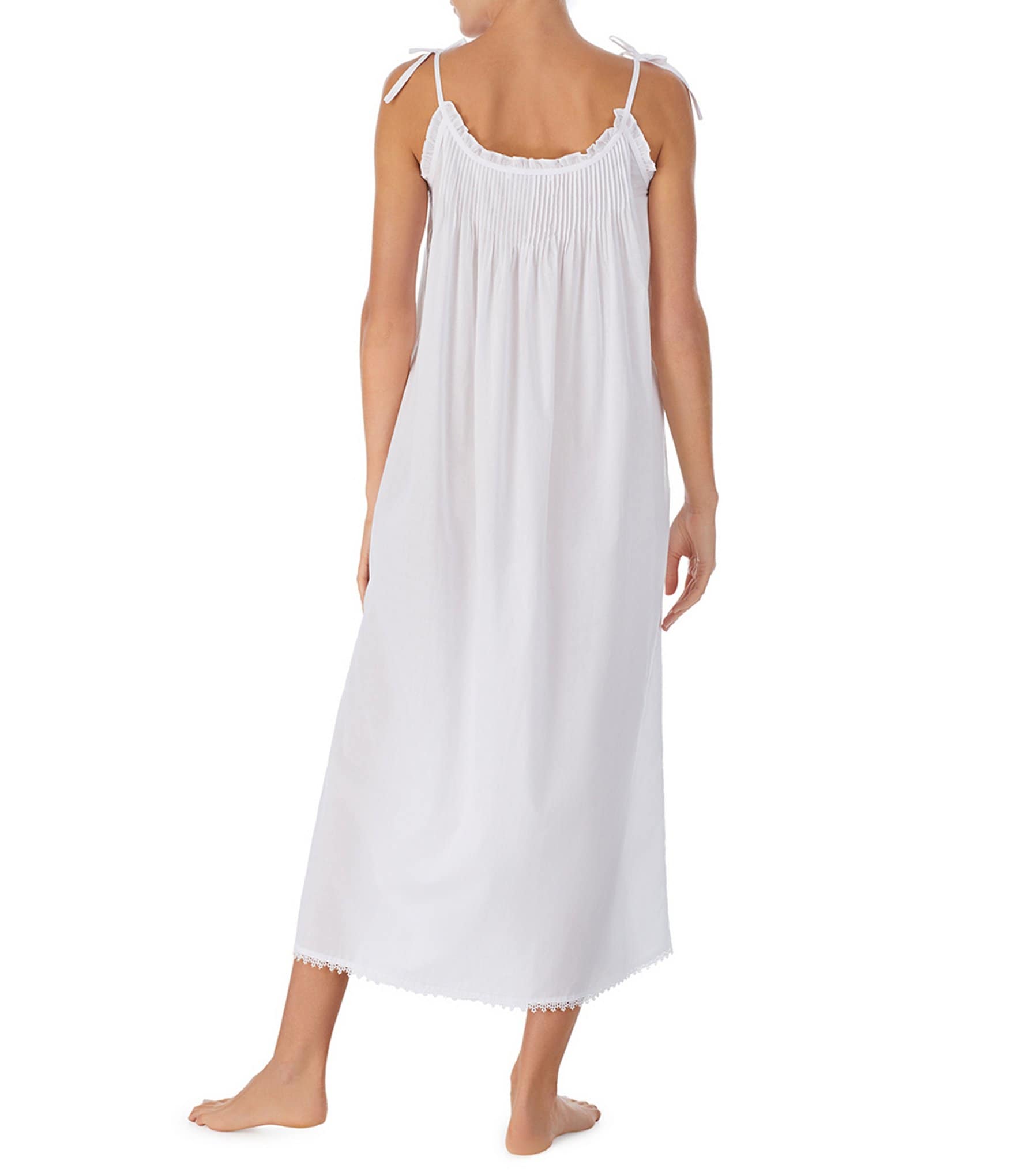 Eileen West Solid Woven Cotton Round Neck Sleeveless Tie-Strap Ballet Nightgown