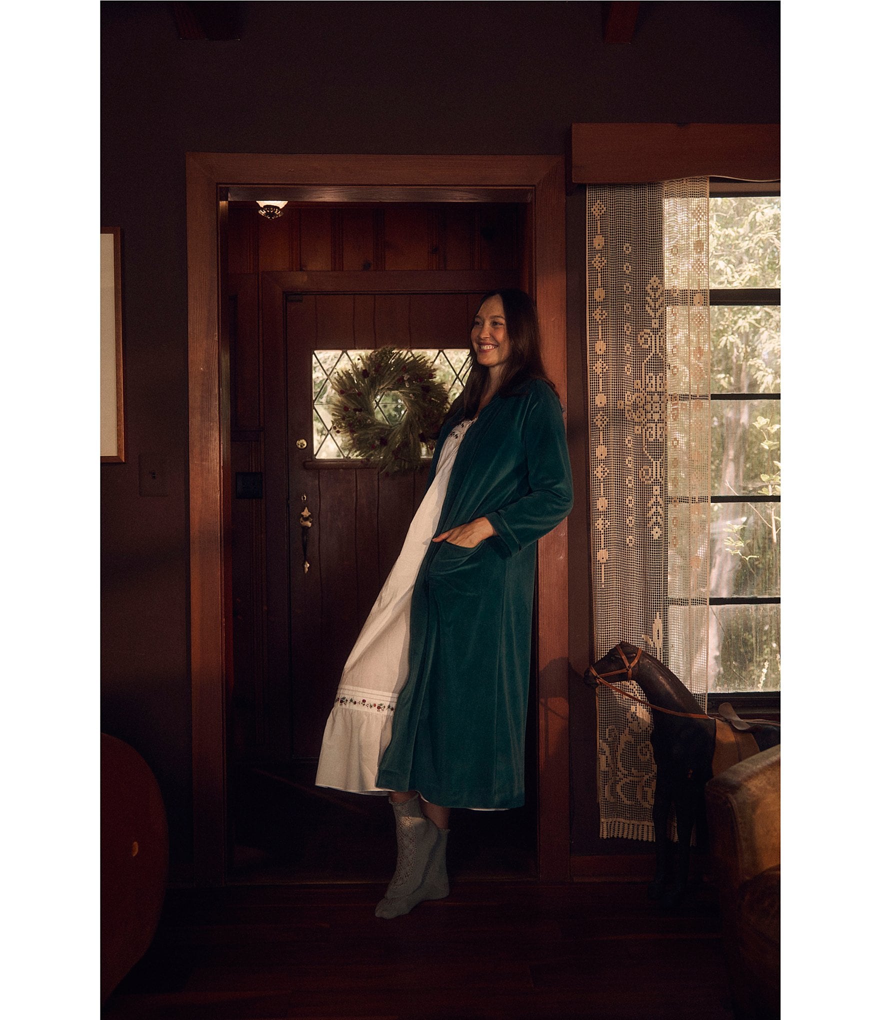 Cozy Velour Long Sleeve Zip-Front Robe