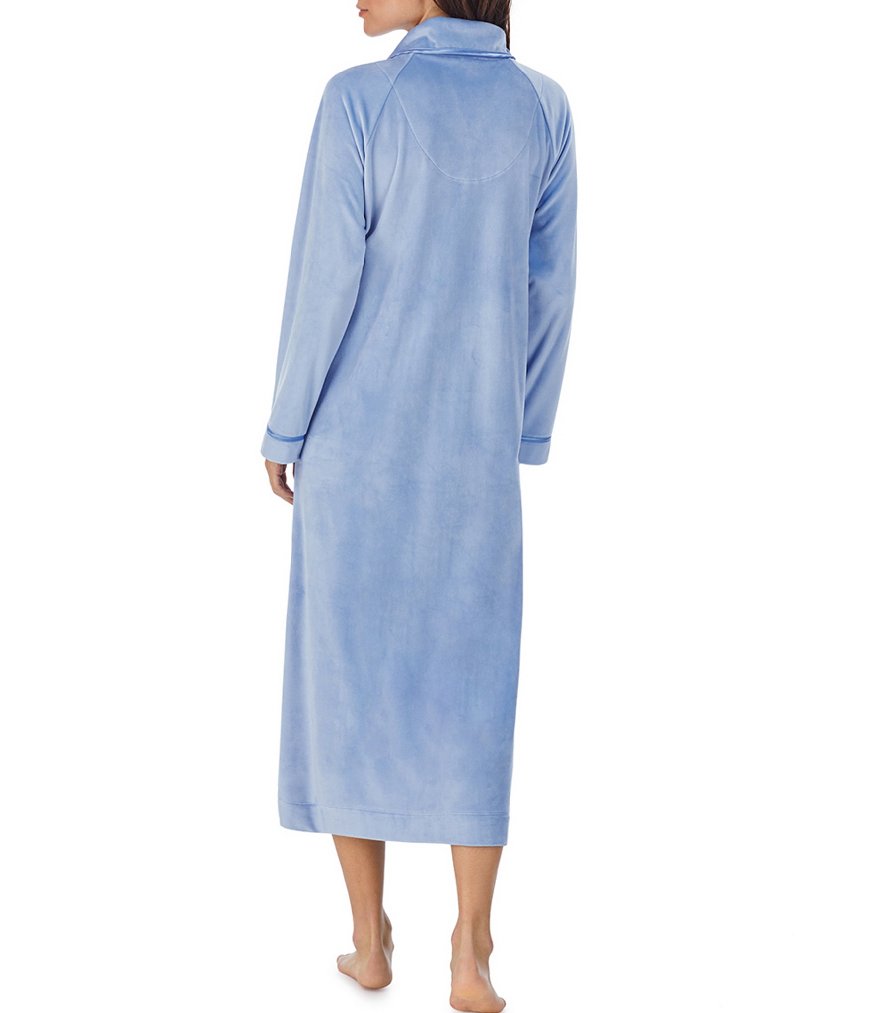 Eileen West Velour Full Zip Long Cozy Caftan Robe