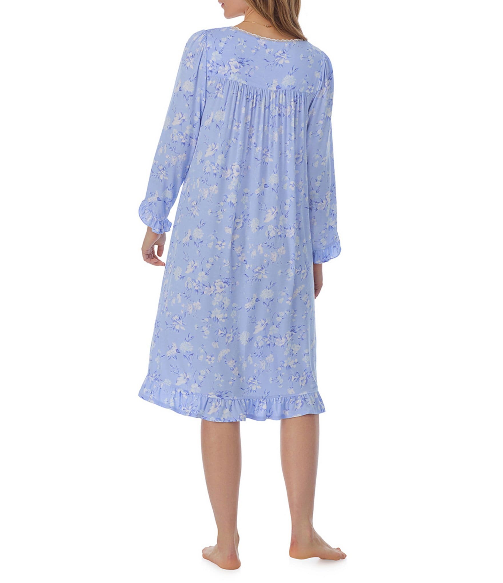 Eileen West Waltz Long Sleeve Sweetheart Neck Floral Modal Jersey Knit Waltz Nightgown