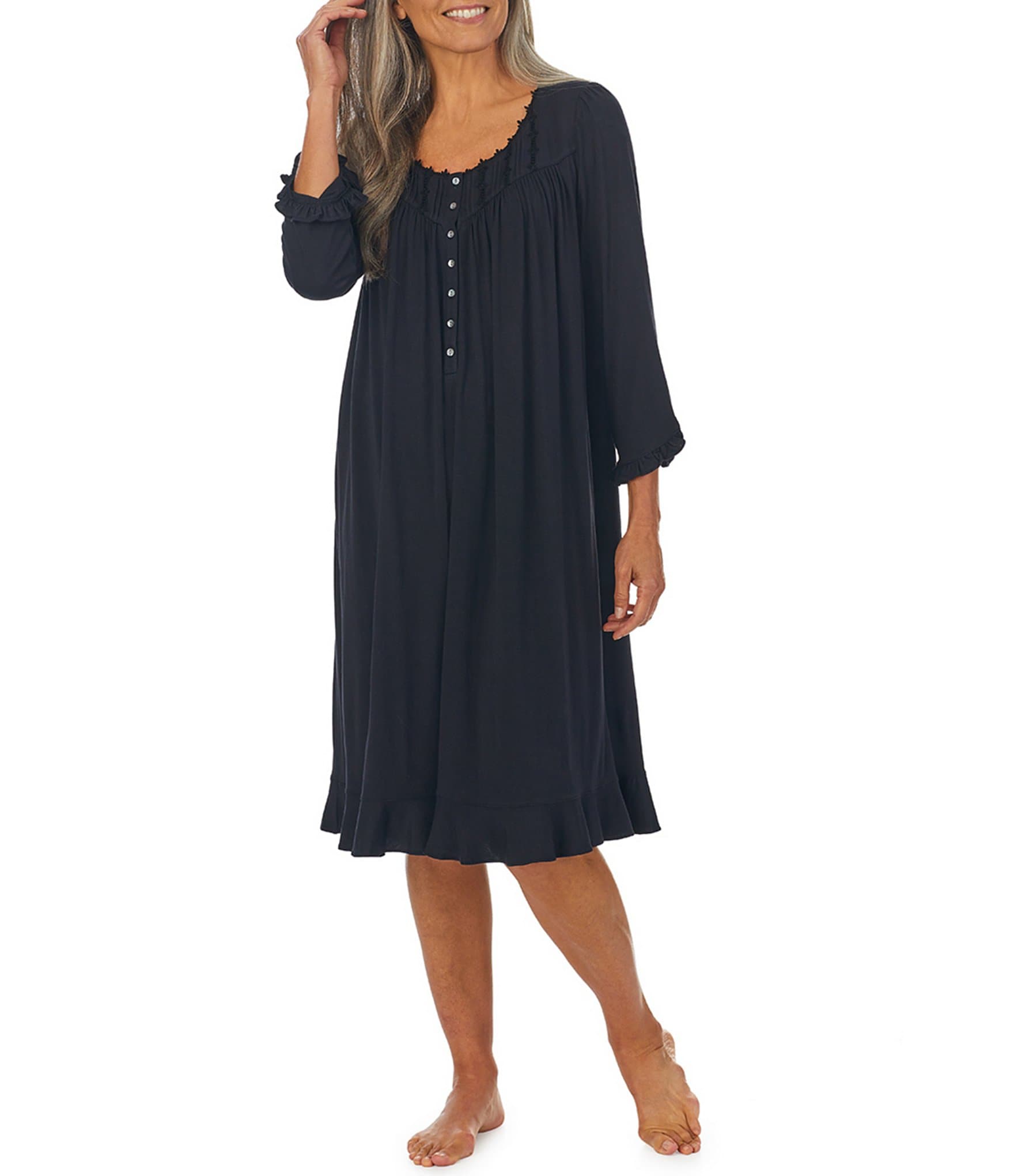 Eileen West Waltz Ruffled Trim Scoop Neck Nightgown