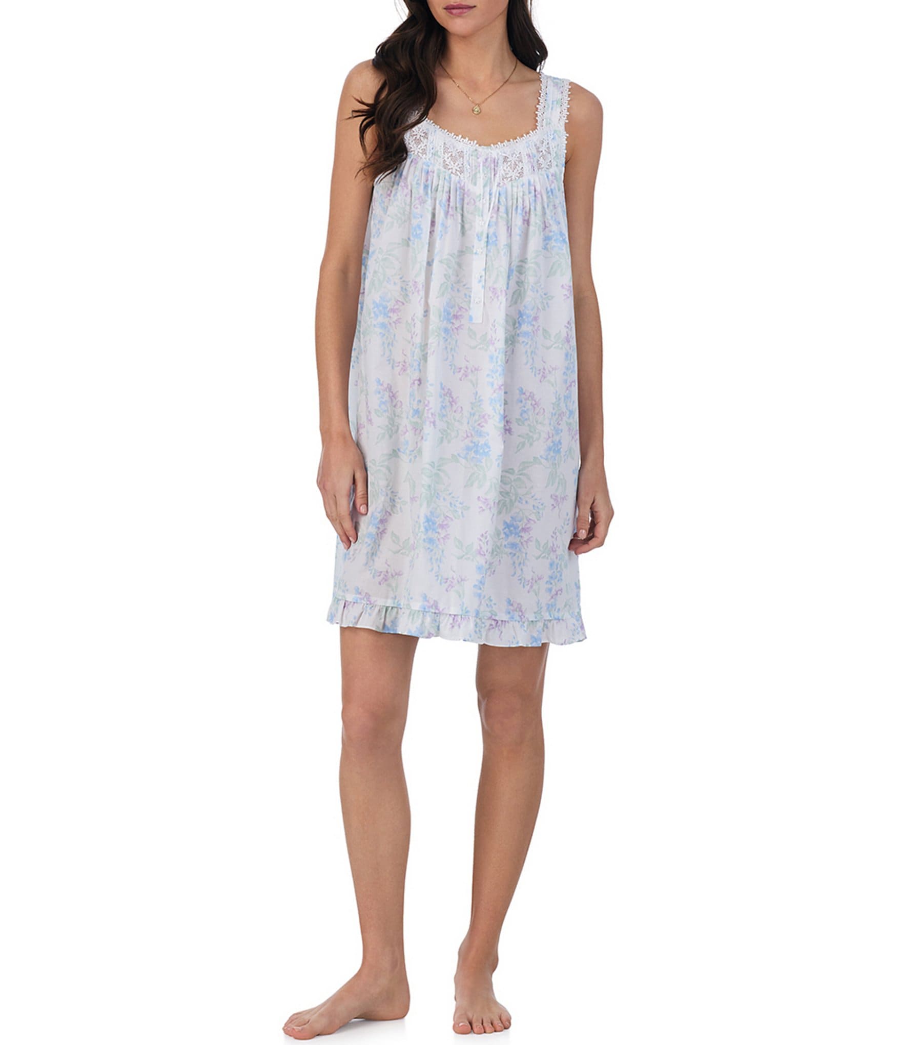 Eileen West Woven Sleeveless Sweetheart Neck Watercolor Floral Chemise