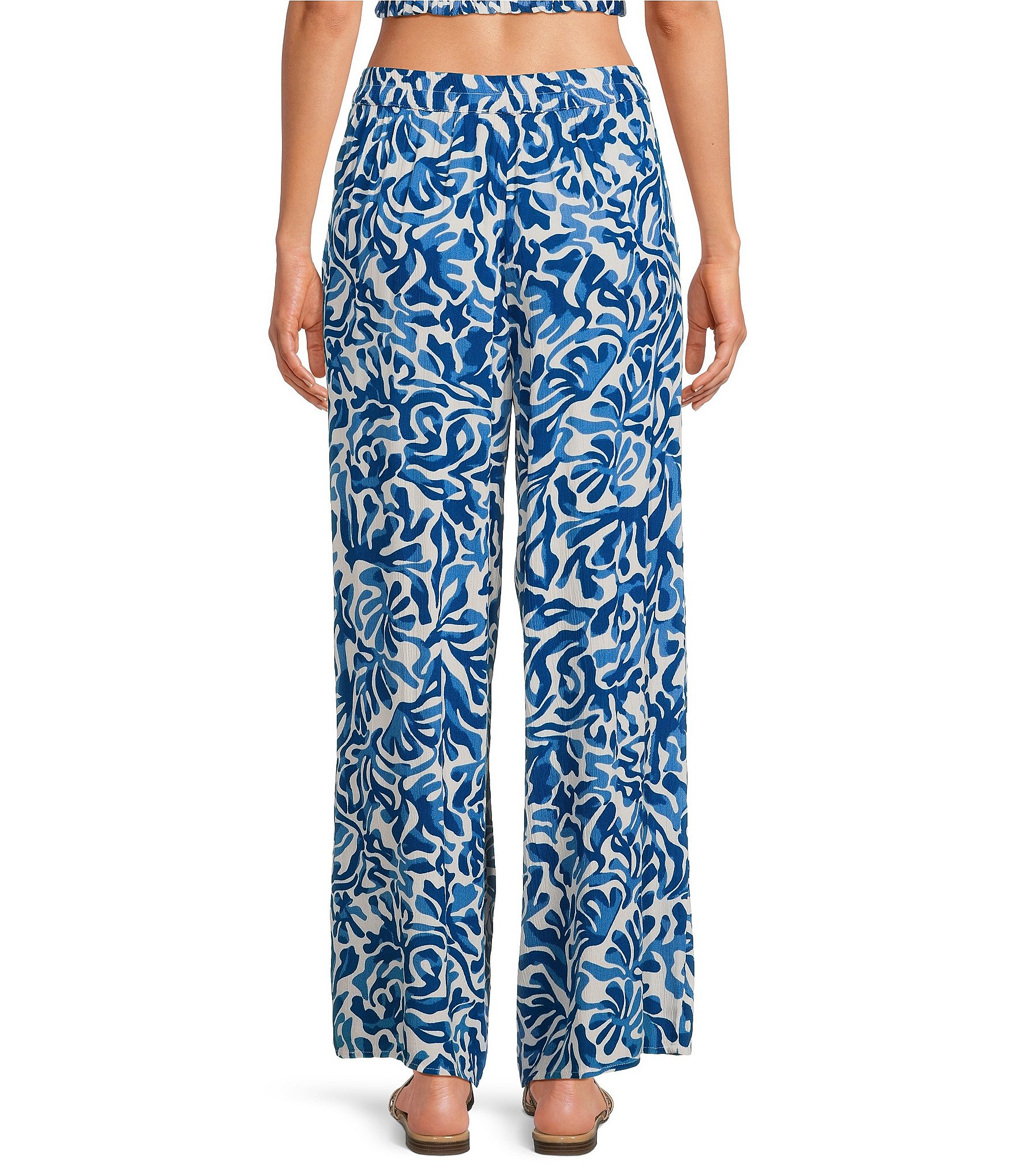 ELAN Coordinating Printed Elastic Waist Wide Leg Pants