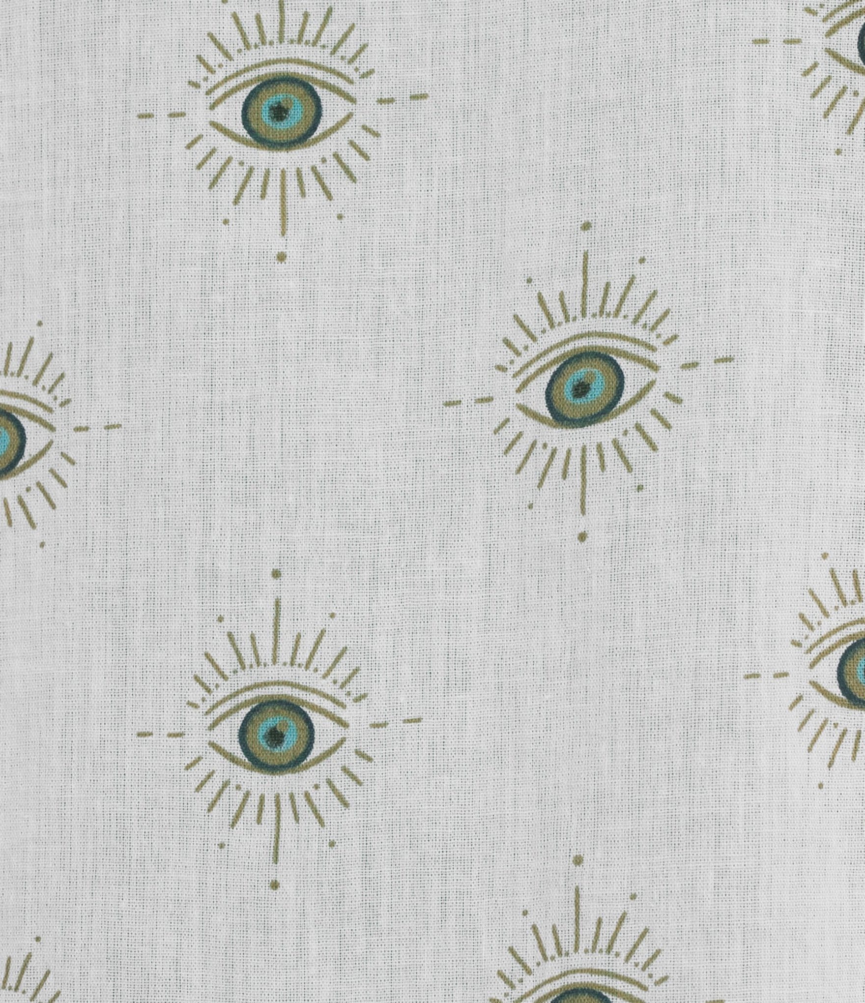 ELAN Cotton Evil Eye Print Point Collar Long Sleeve Button Front Shirt