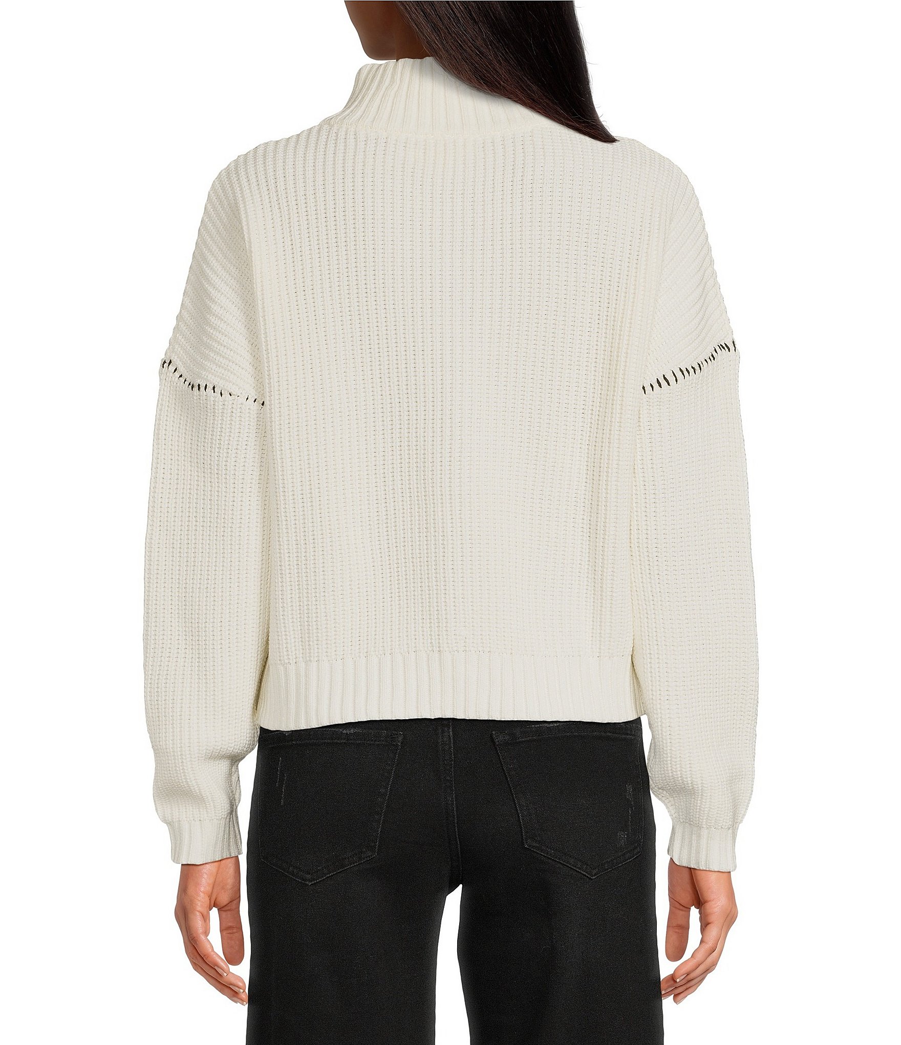 Elan Knit Long Sleeve Funnel Neck Zip Front