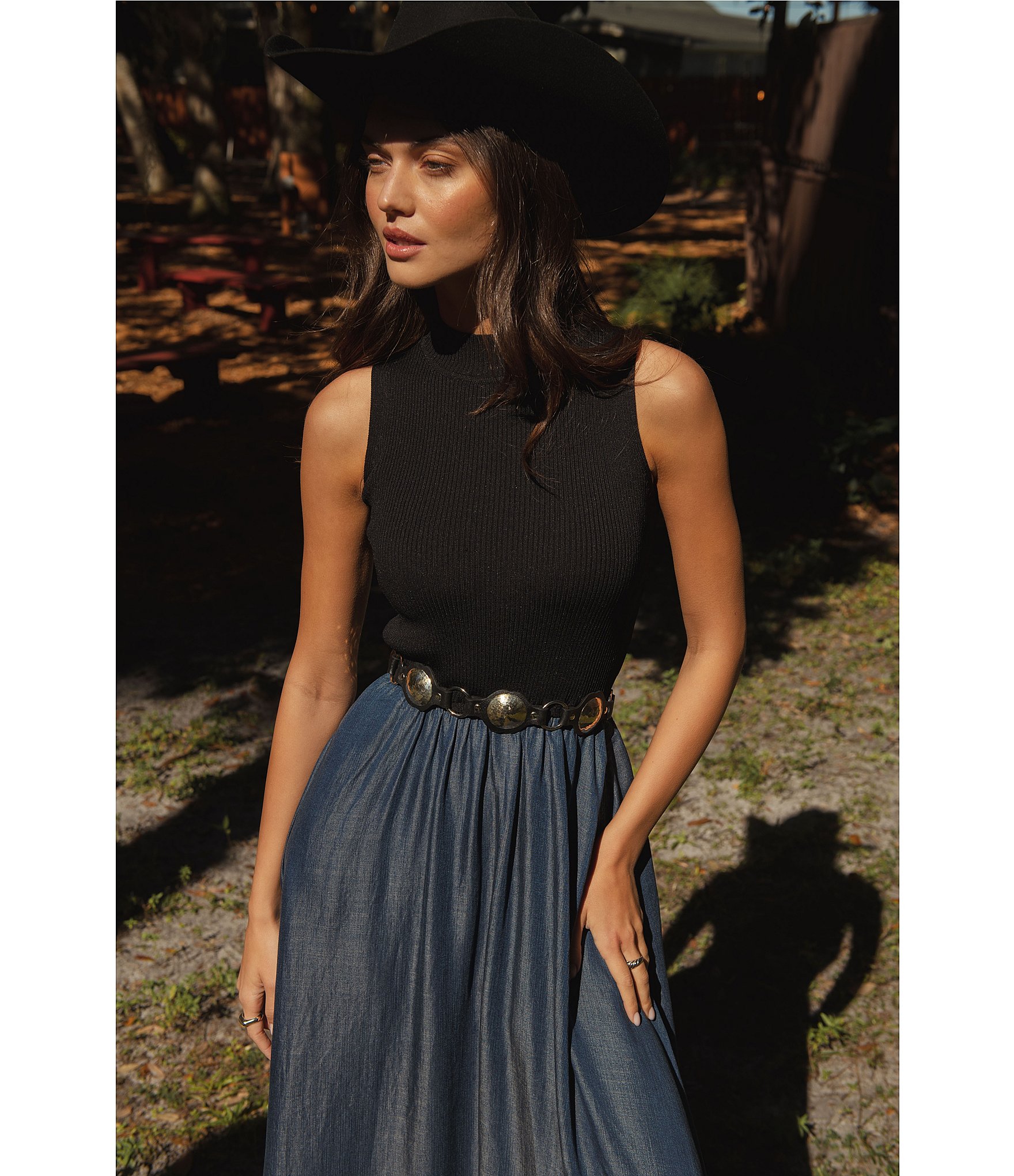 Elan Mock Neck Sleeveless Midi Dress