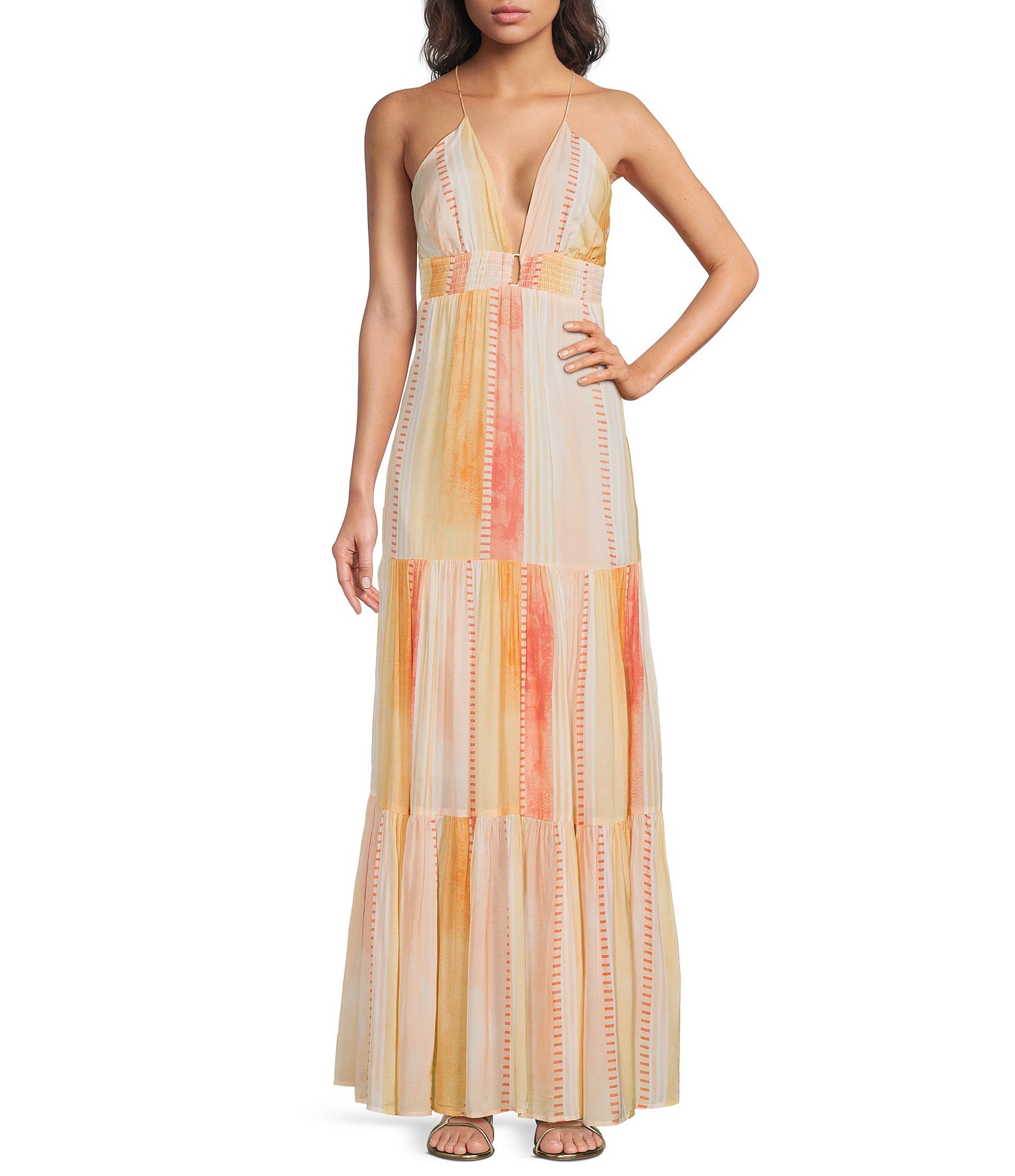 strapless open back dress Shiny Orange Mermaid V-neck Lace Prom Dresses With Slit, Party Dress, MP808