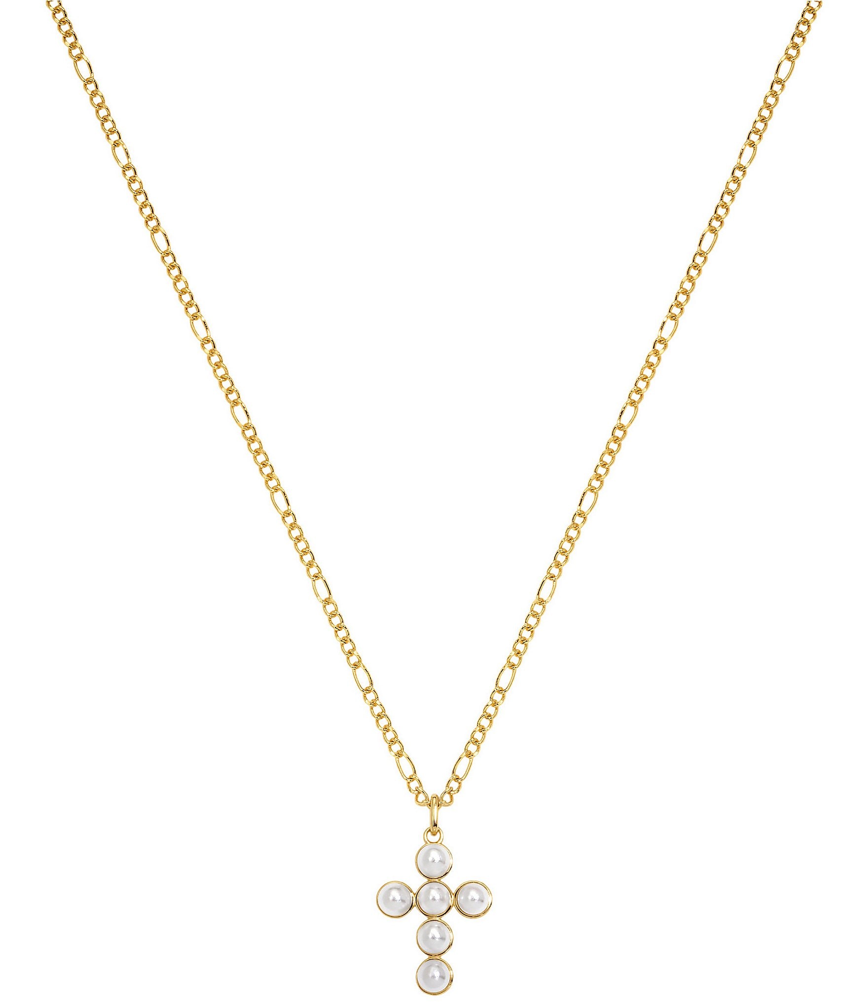 Electric Picks Pearl Cross Short Pendant Necklace
