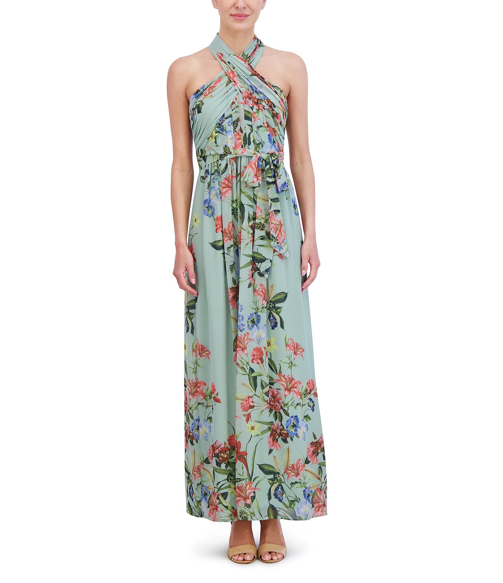 Floral Halter deals Neck Popover High/Low Dress- Eliza J. Size 6.