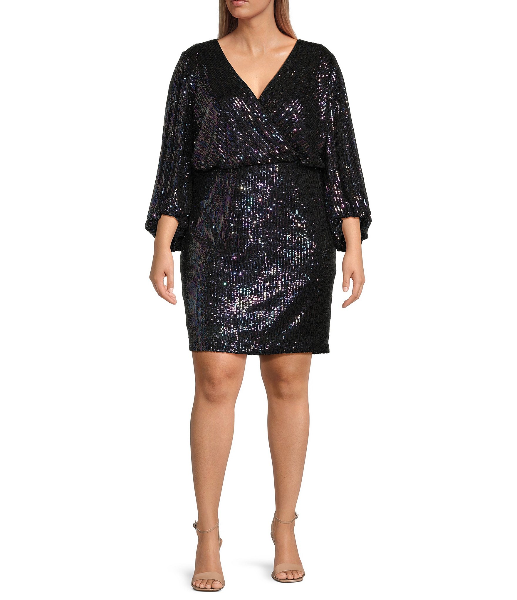 Bowen Long-Sleeve Sequin Embroidered Dress - PLUS SIZE