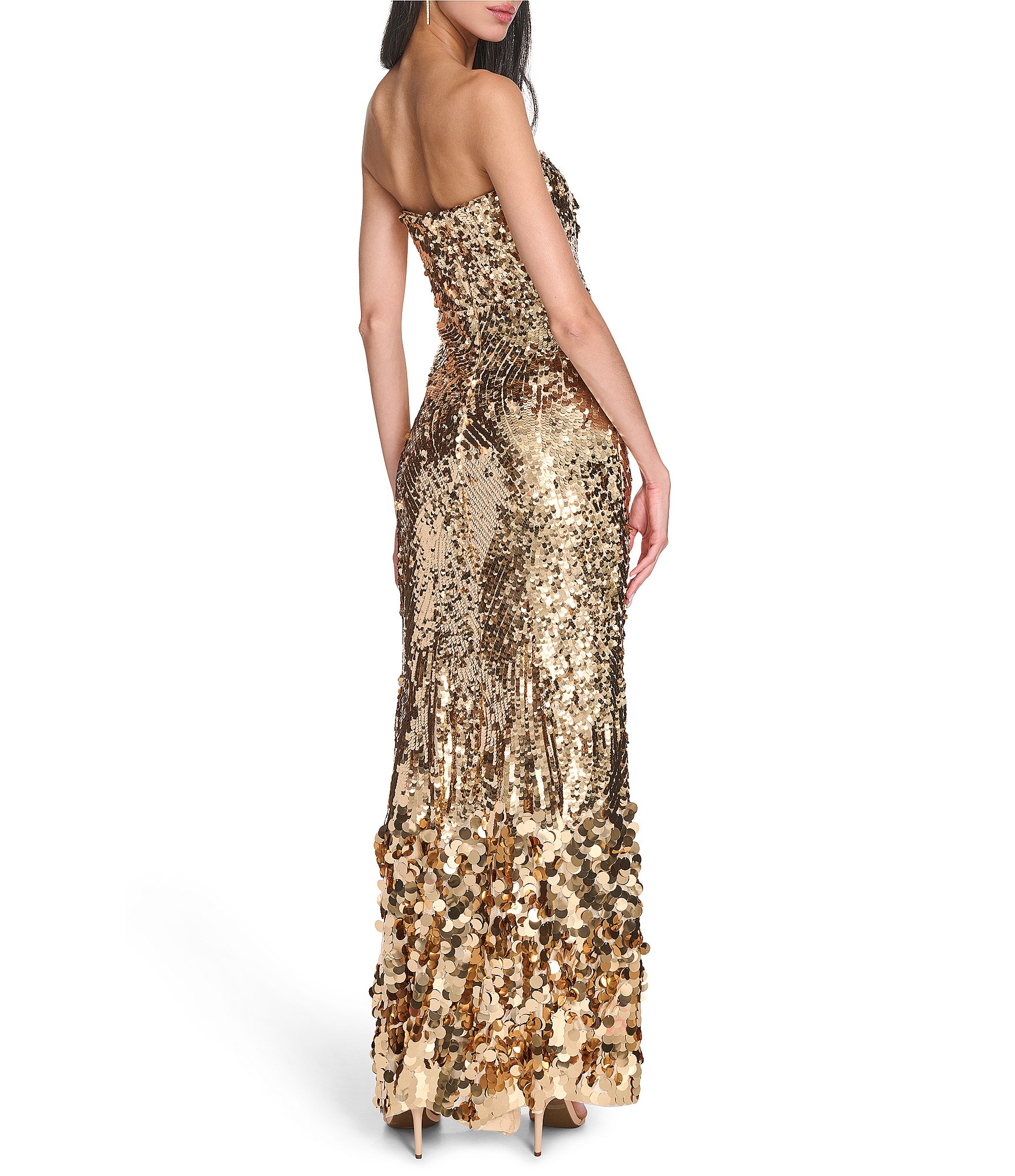 Eliza J Strapless Sequin Sheath Gown
