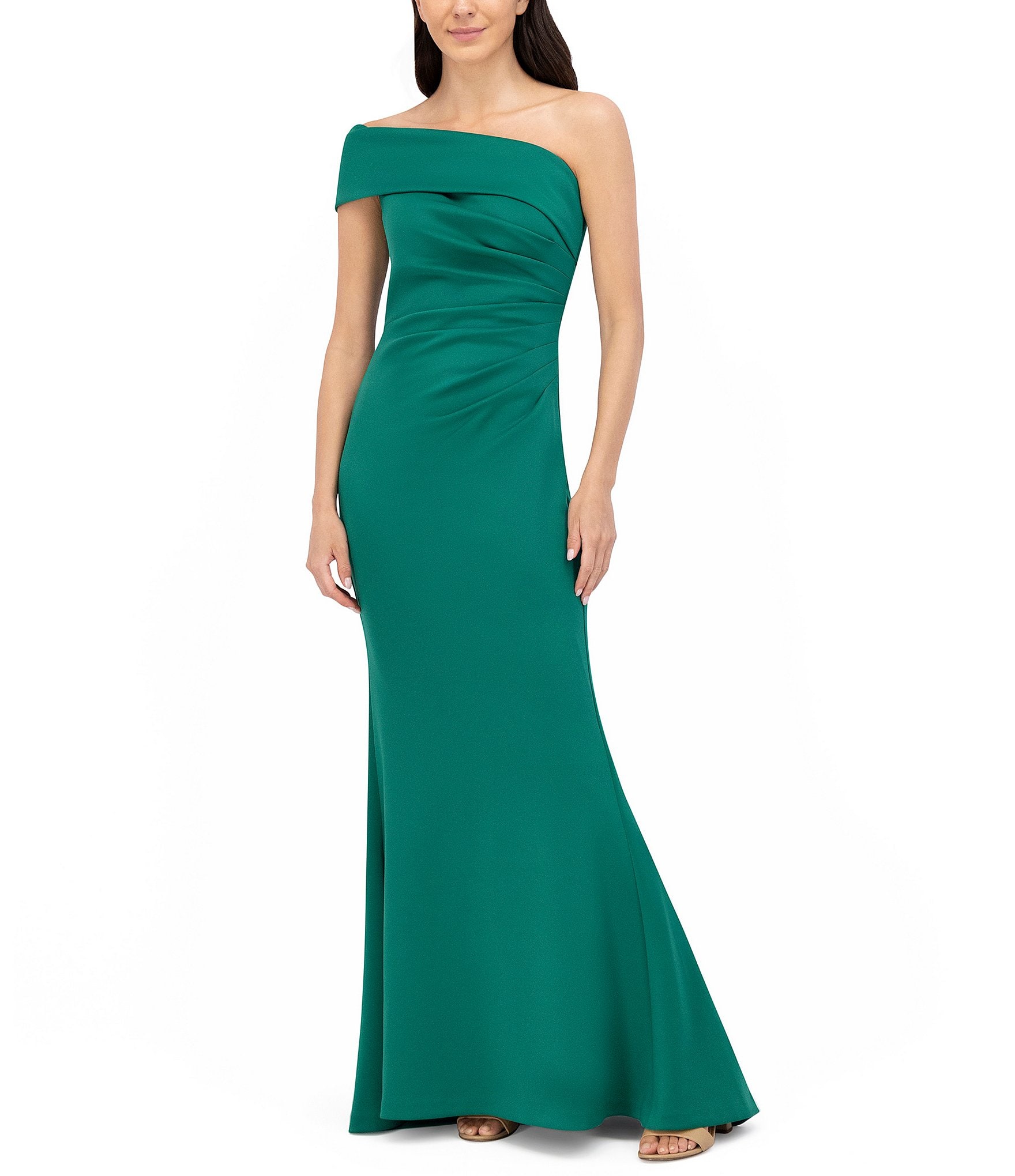 Eliza J Womens One Shoulder Maxi Evening Dress Green 8