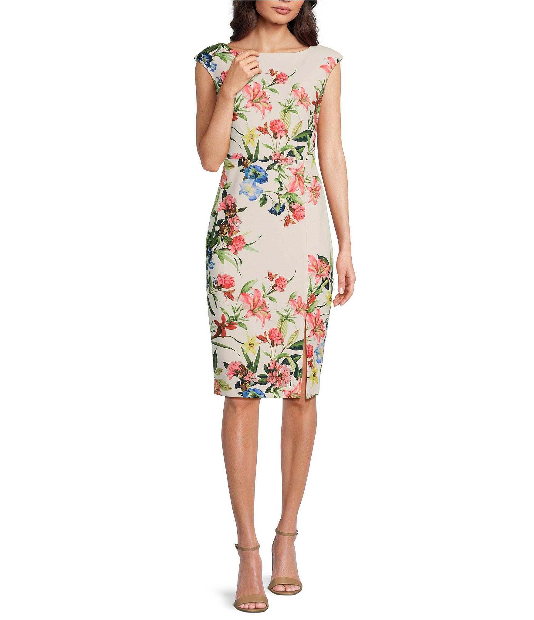 Layering with a Floral Sheath Dress