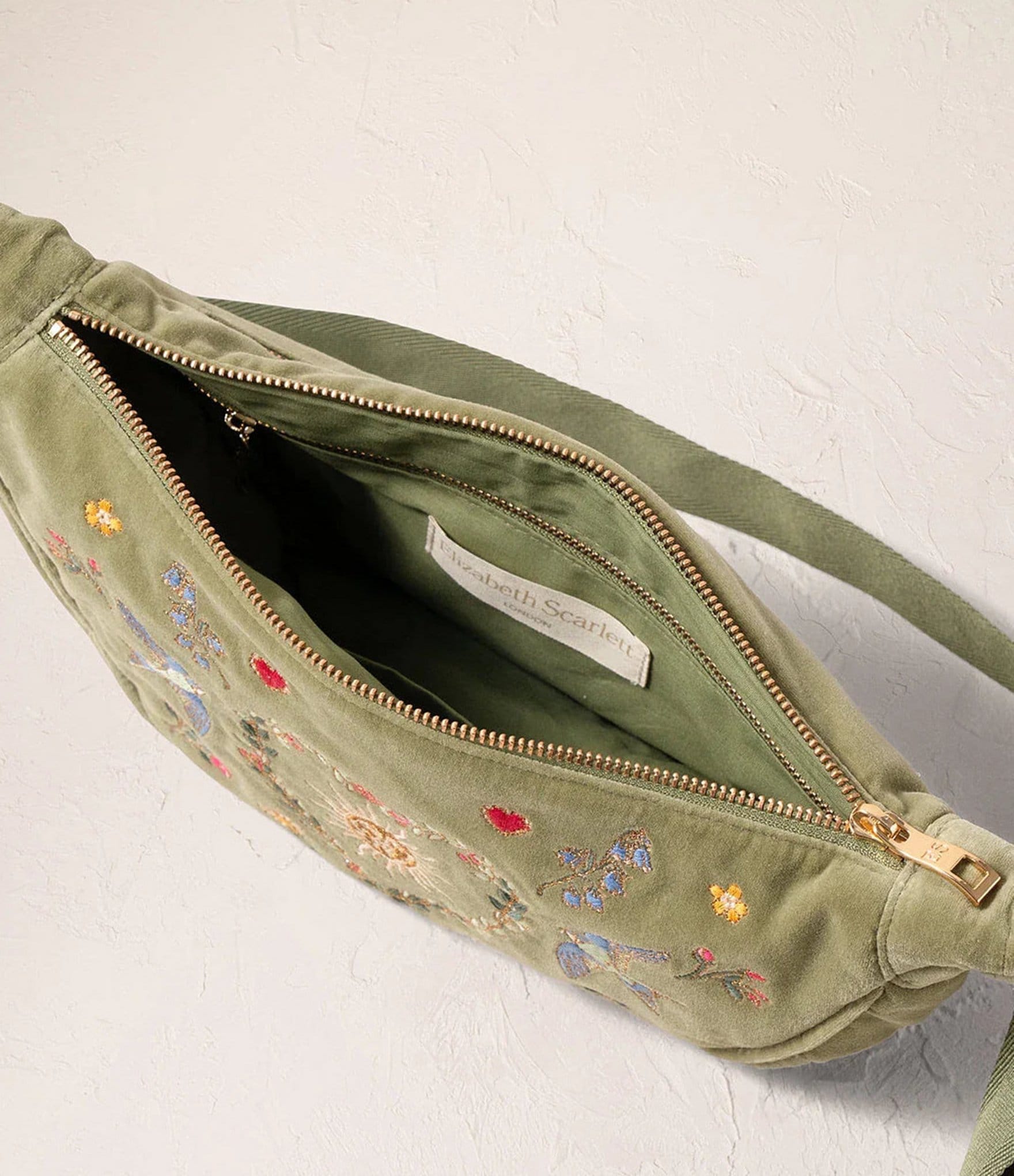 Elizabeth Scarlett Earth Goddess Velvet Crossbody Sling Bag