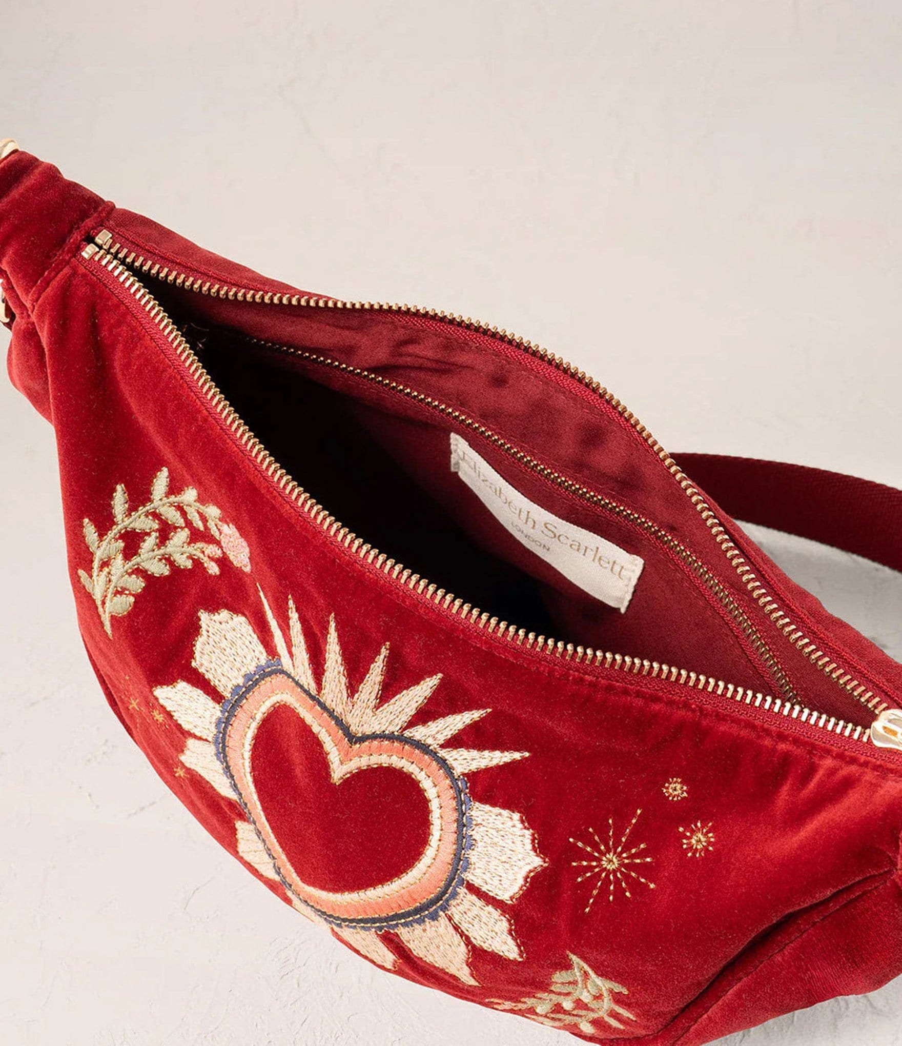 Elizabeth Scarlett Enchanted Heart Velvet Crossbody Sling Bag