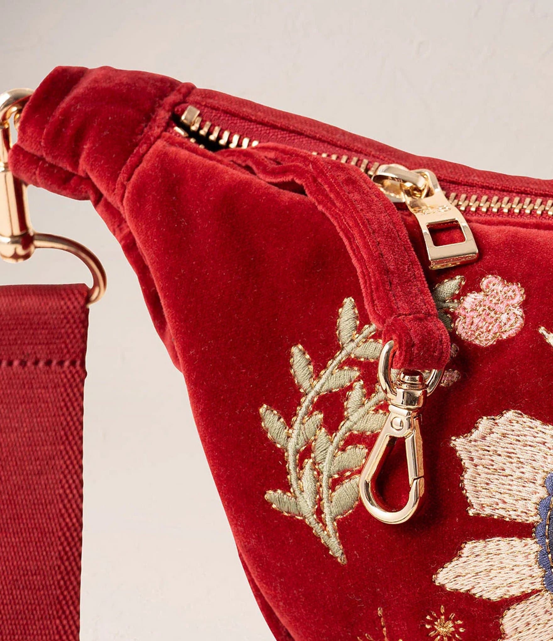 Elizabeth Scarlett Enchanted Heart Velvet Crossbody Sling Bag