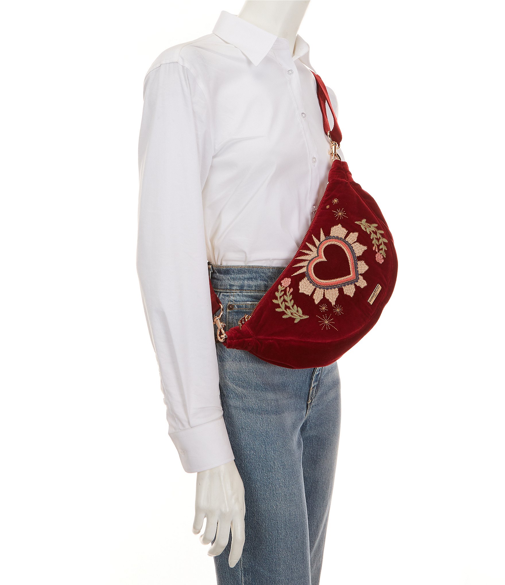 Elizabeth Scarlett Enchanted Heart Velvet Crossbody Sling Bag
