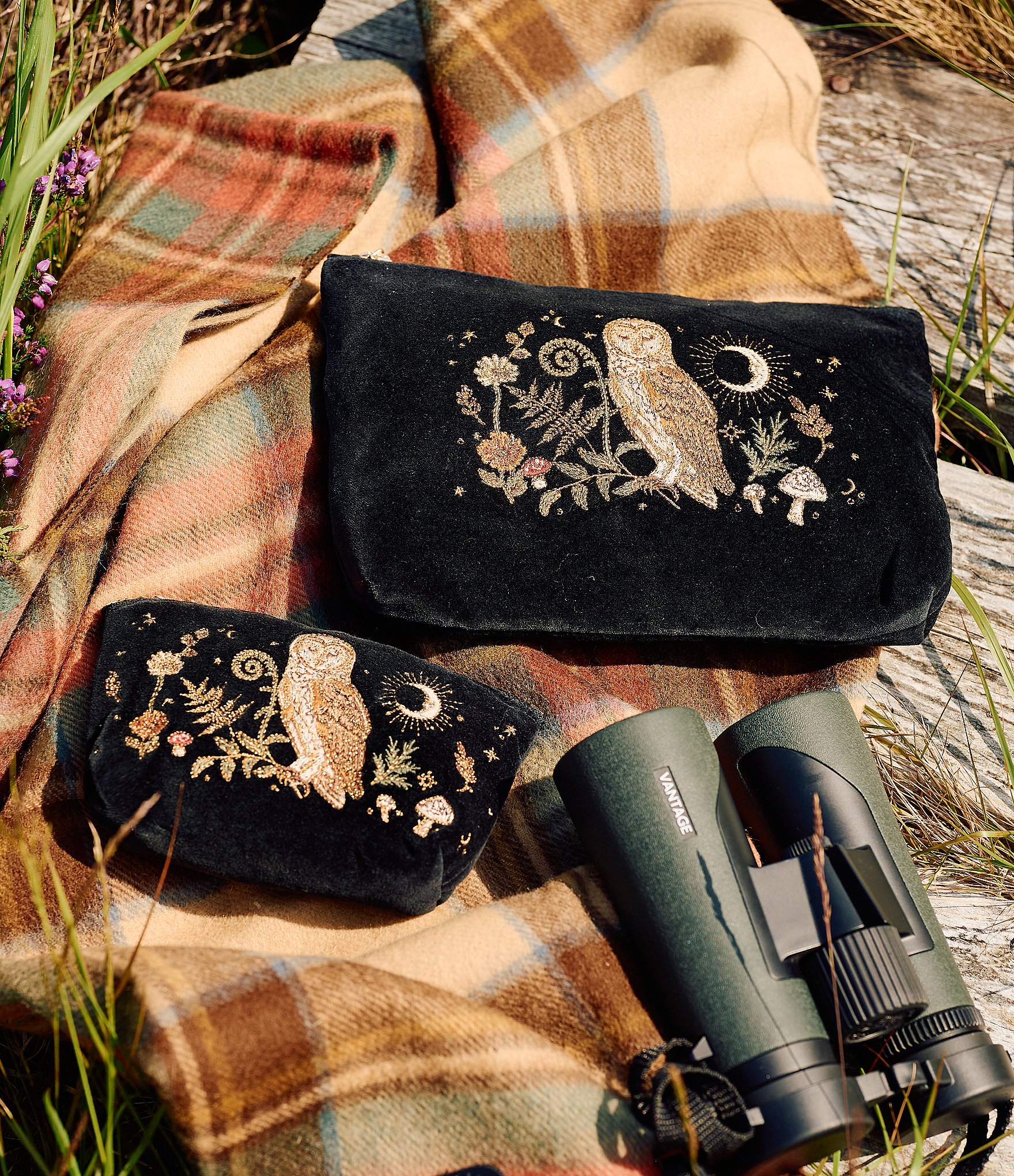 Elizabeth Scarlett Mystical Owl Velvet Everyday Pouch