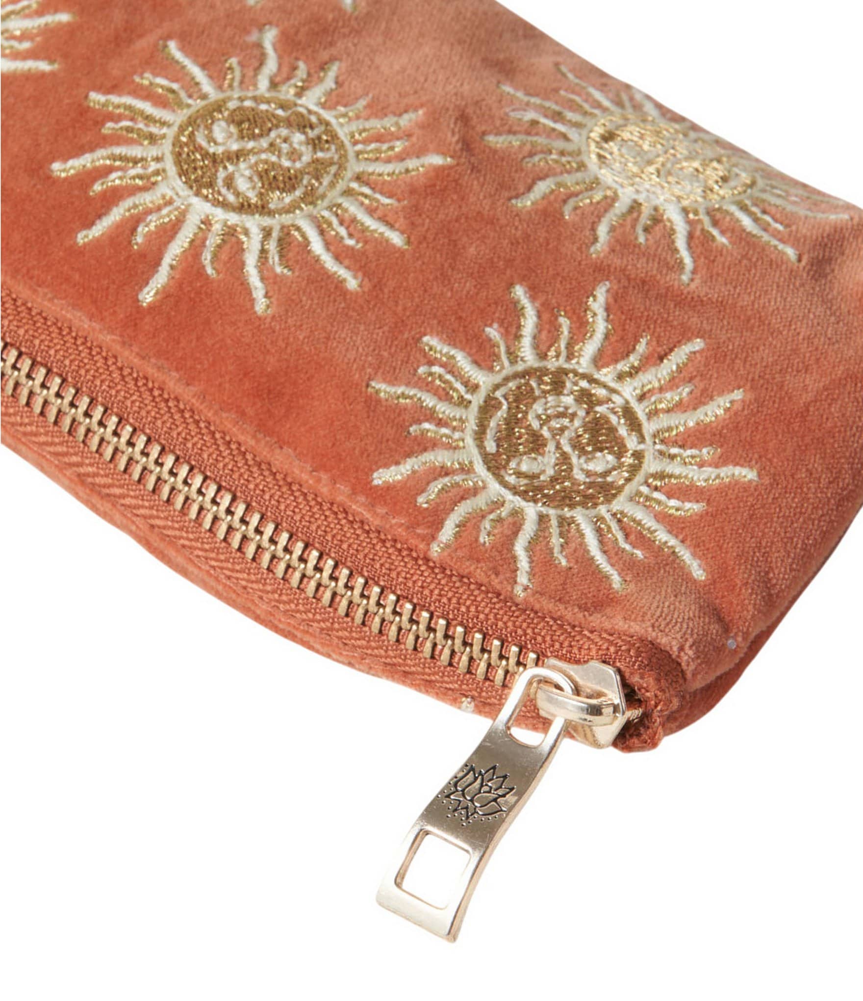 Elizabeth Scarlett Sun Goddess Rust Velvet Coin Purse