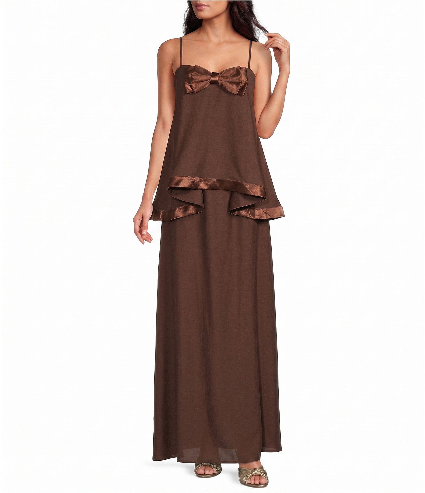 ELLIATT Rosera Satin Bow Maxi Dress