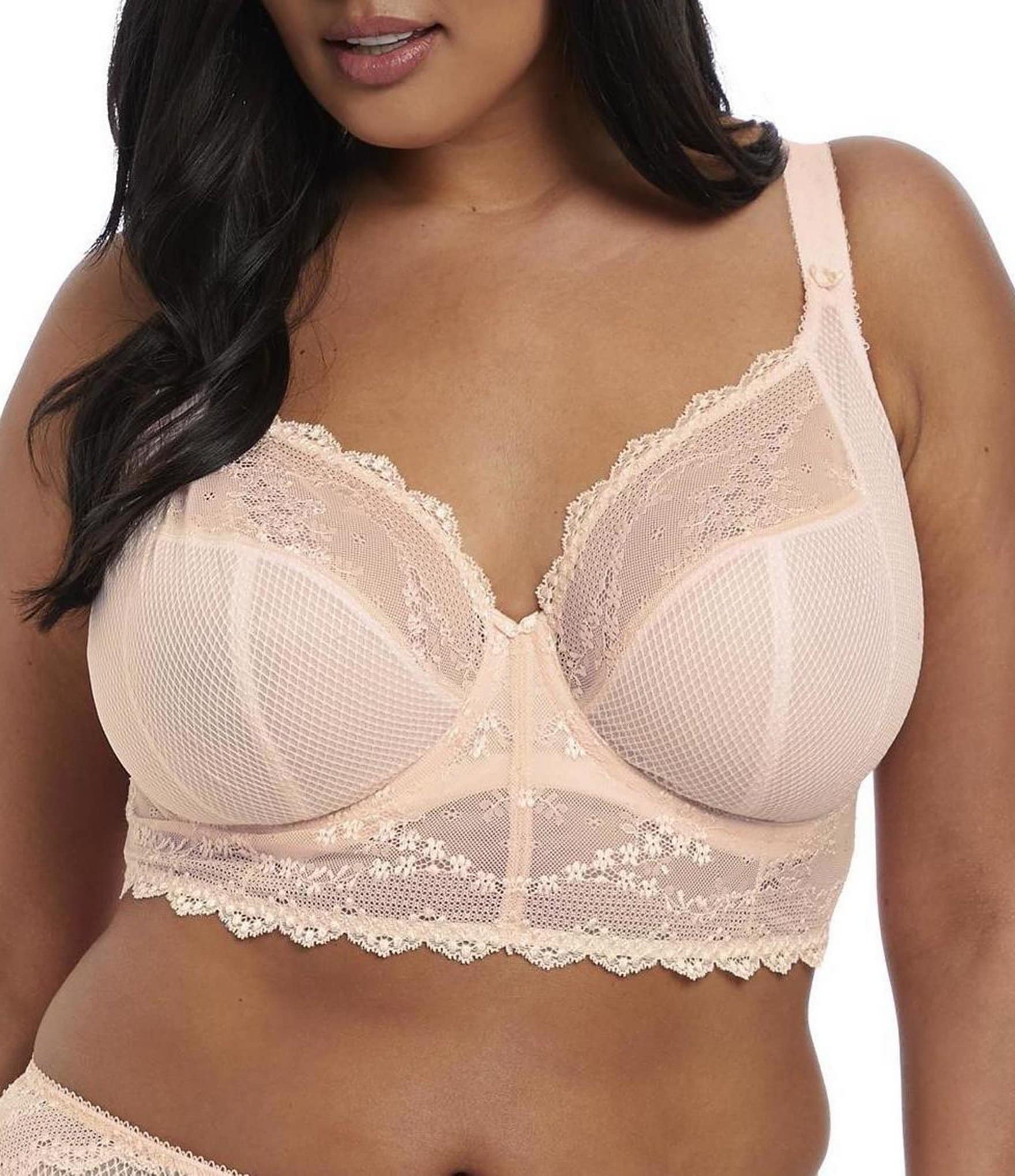 Elomi Plus Matilda Embroidered Sheer Plunging Convertible U-Back to  Racerback Contour Wire Full-Busted Bra