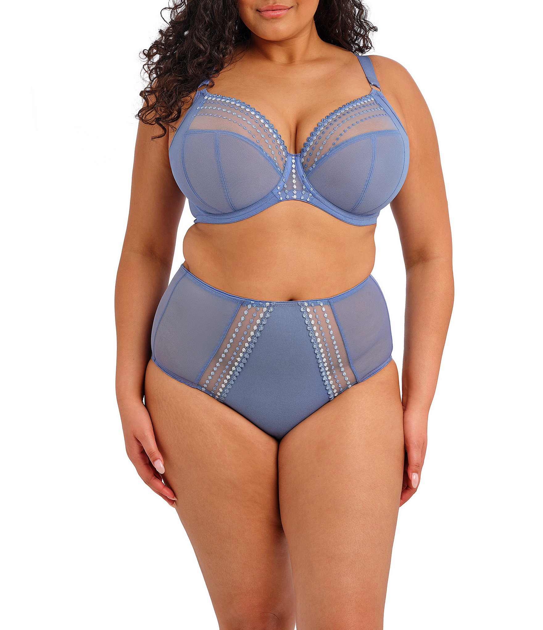 Elomi Matilda Embroidered Sheer Plunging Convertible U-Back to Racerback Contour Wire Full-Busted Bra
