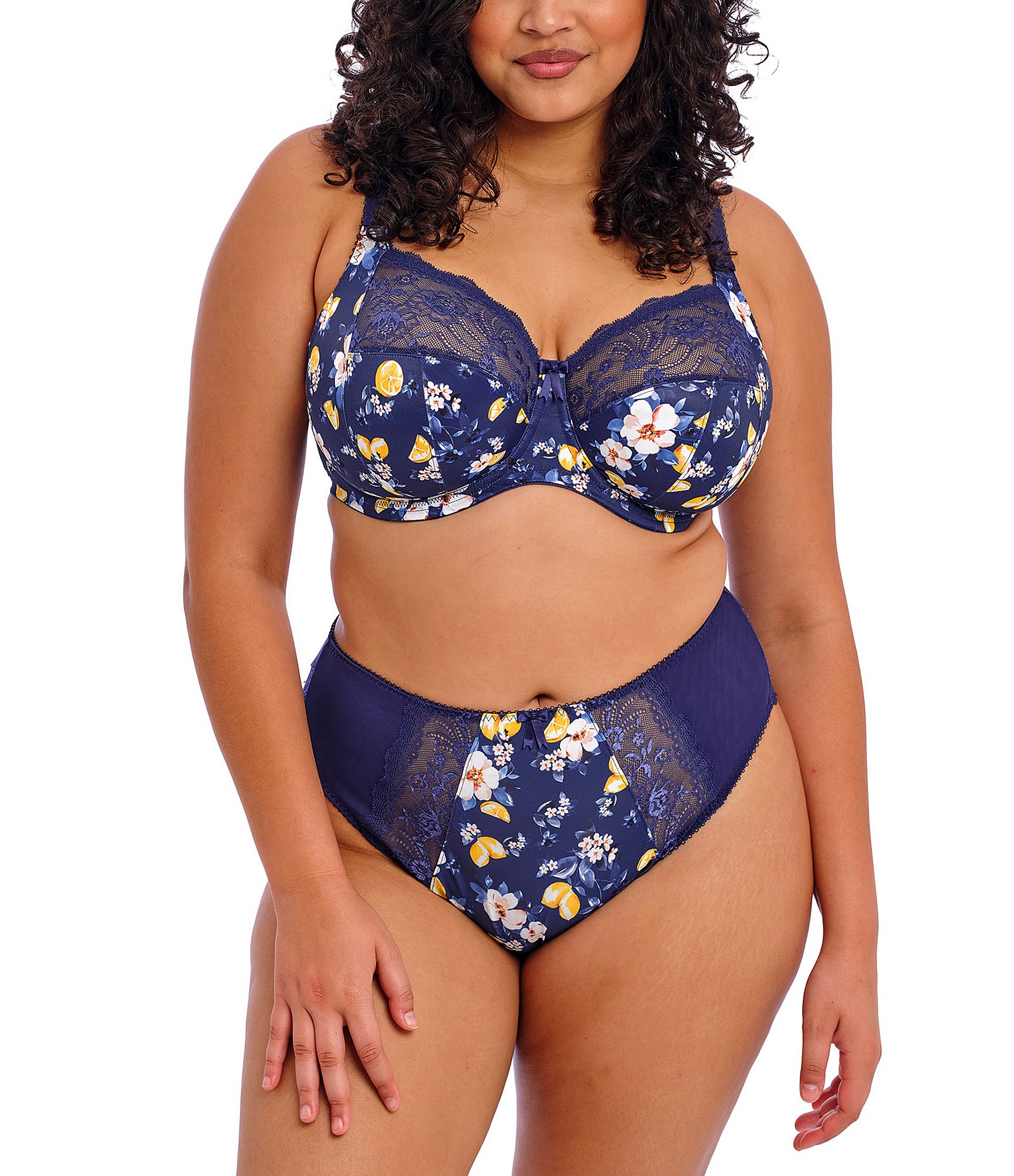 Elomi Morgan Lace-Trimmed Floral Full-Busted Contour U-Back Underwire Bra