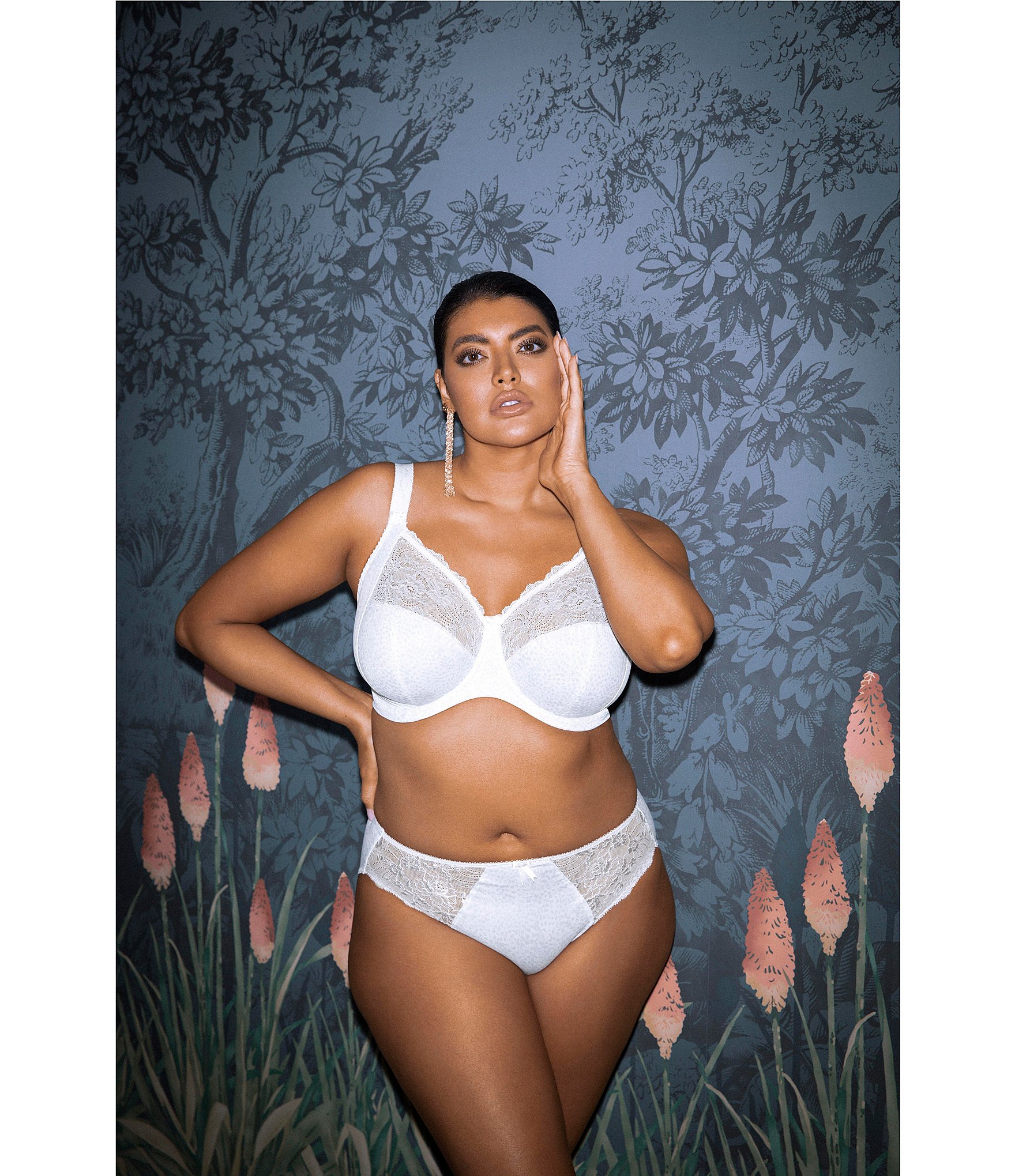 Elomi Morgan Lace-Trimmed Full-Busted Contour U-Back Underwire Bra