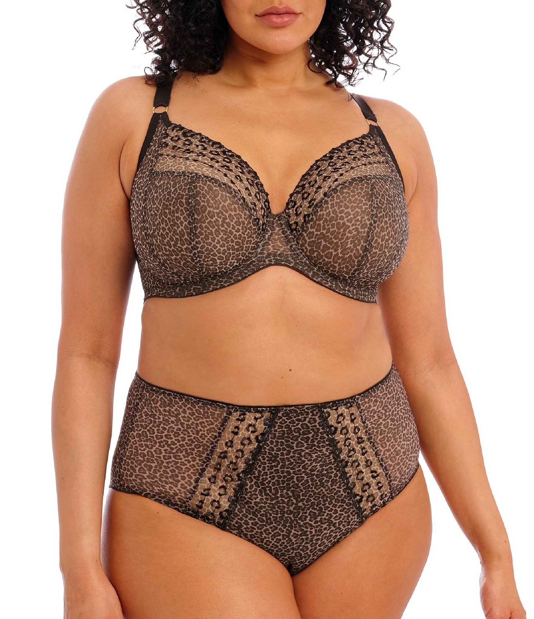 Elomi Plus Size Matilda Sheer Leopard Print Convertible U-Back to Racerback Full-Busted Bra