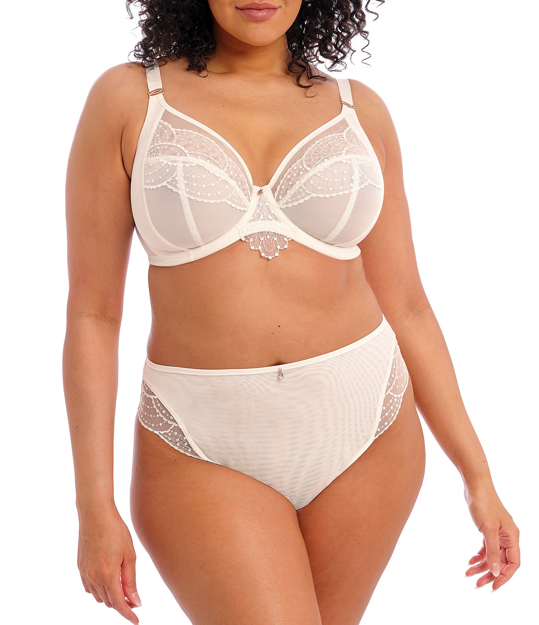 Elomi Priya Full-Busted Underwire Unlined Embroidery Plunge Bra