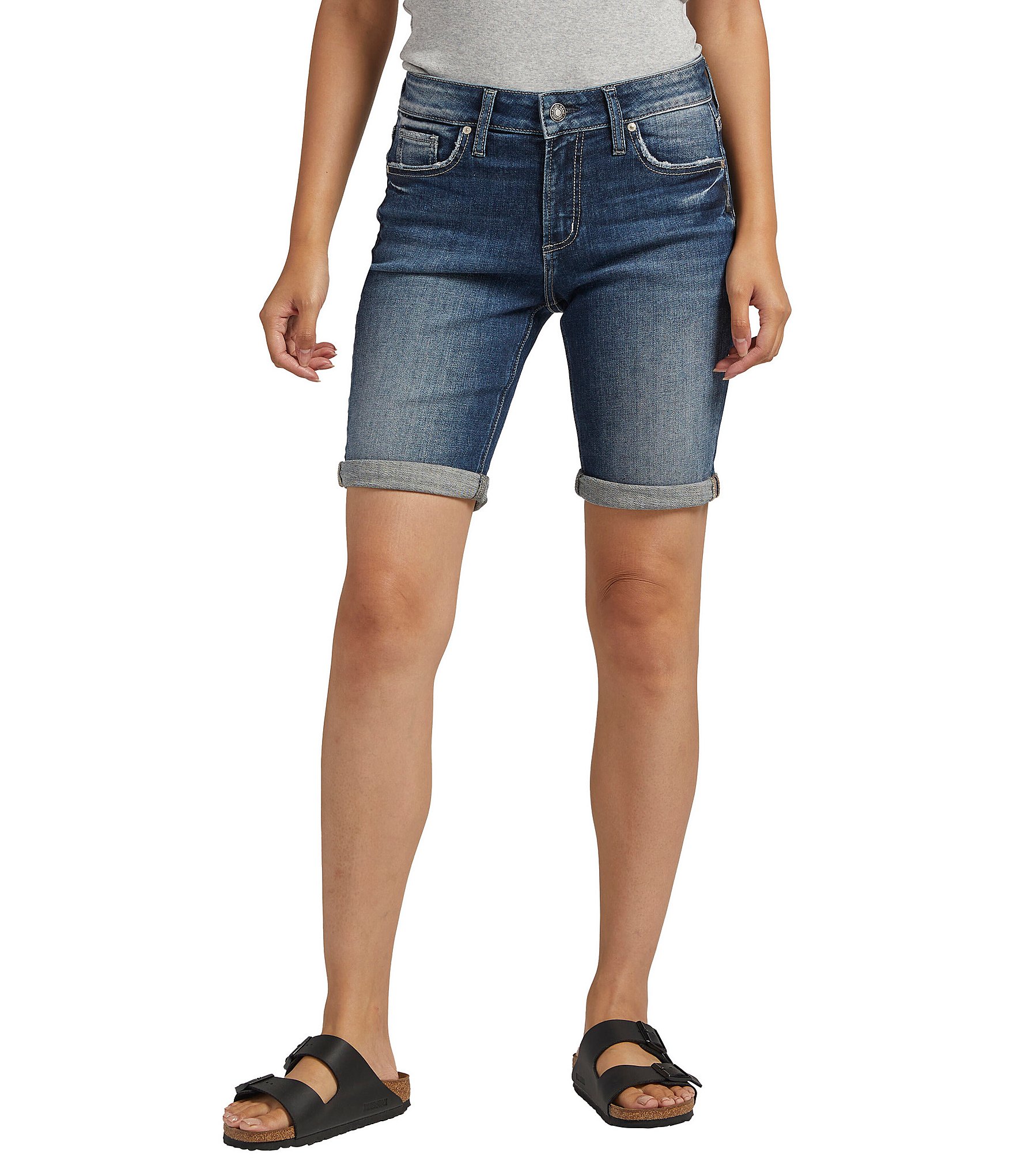 mout een andere rammelaar Silver Jeans Co. Elyse Mid Rise Rolled Cuff Bermuda Shorts | Dillard's