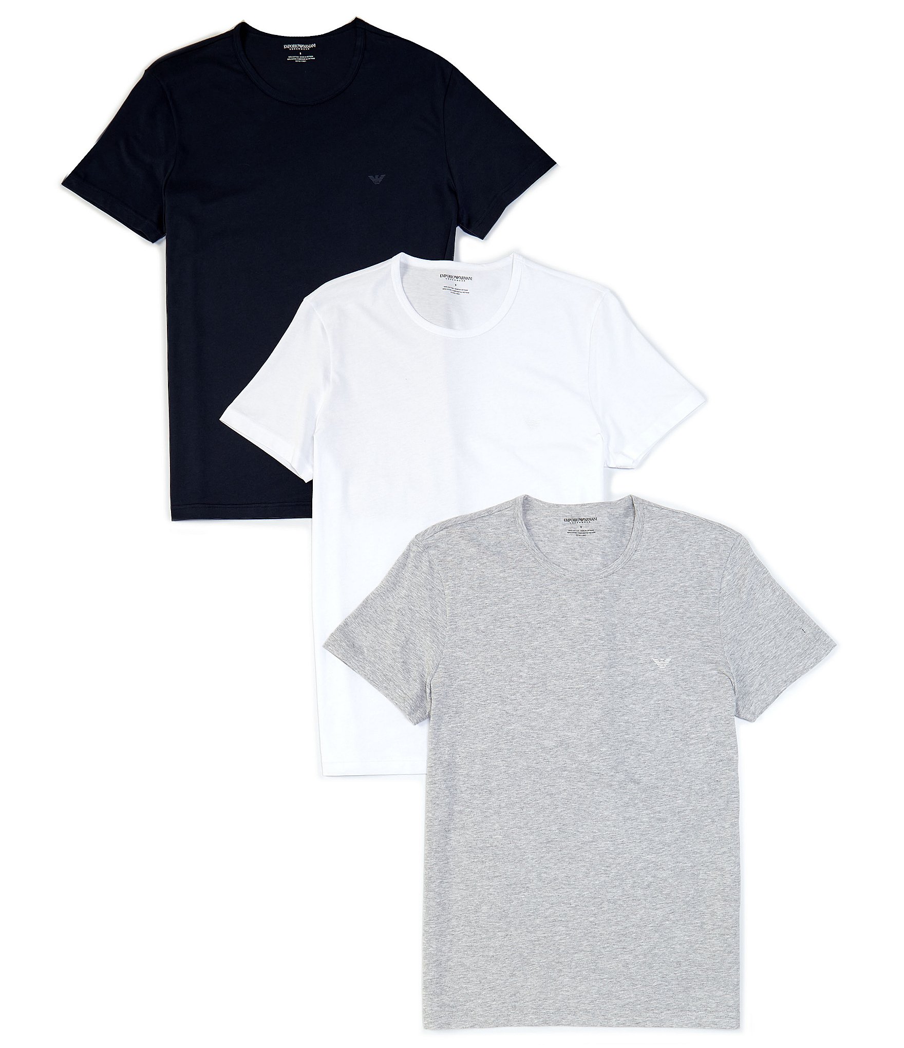 Emporio Armani Pure Cotton Crew Neck Undershirts 3-Pack