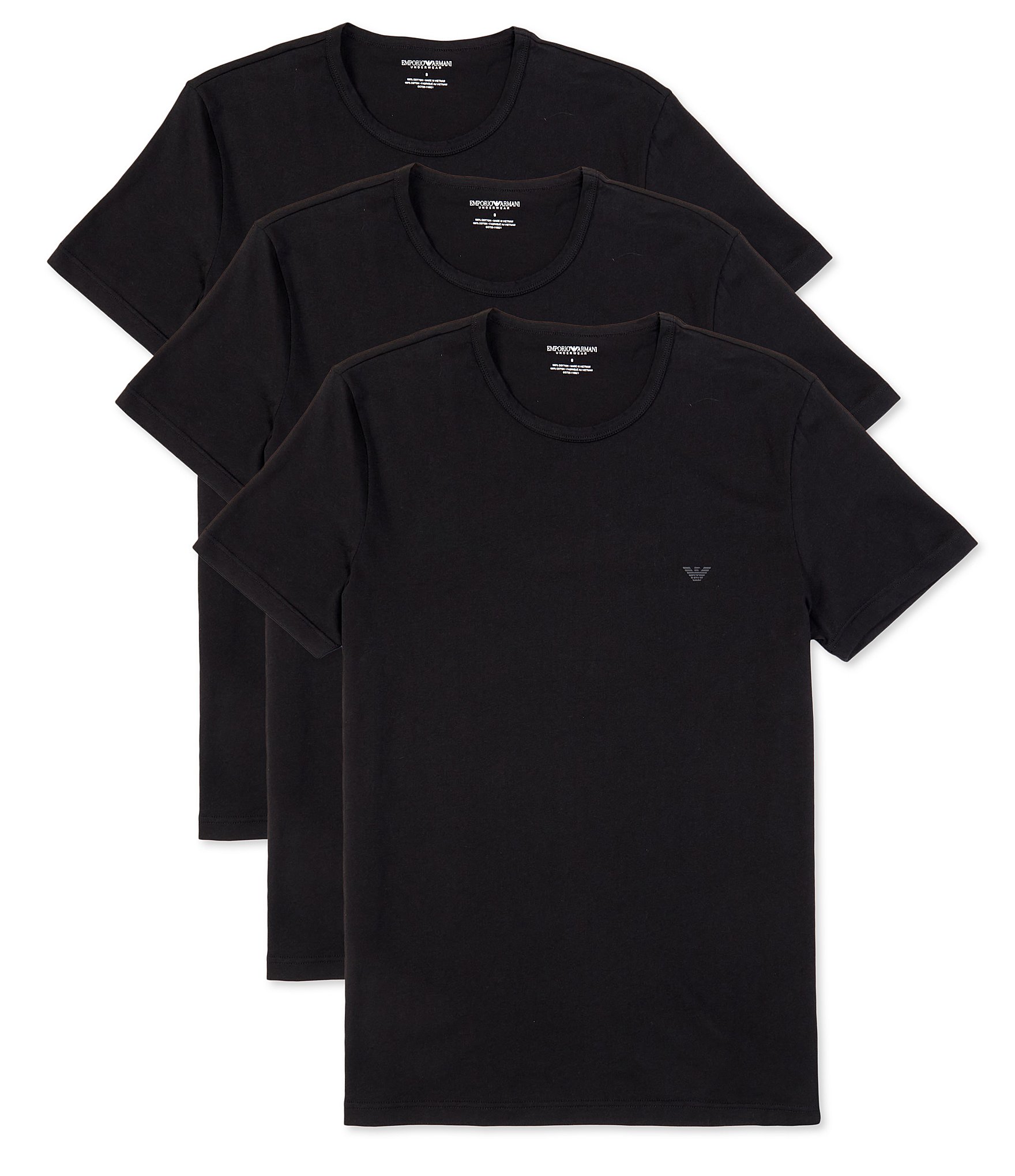 Emporio Armani Pure Cotton Crew Neck Undershirts 3-Pack