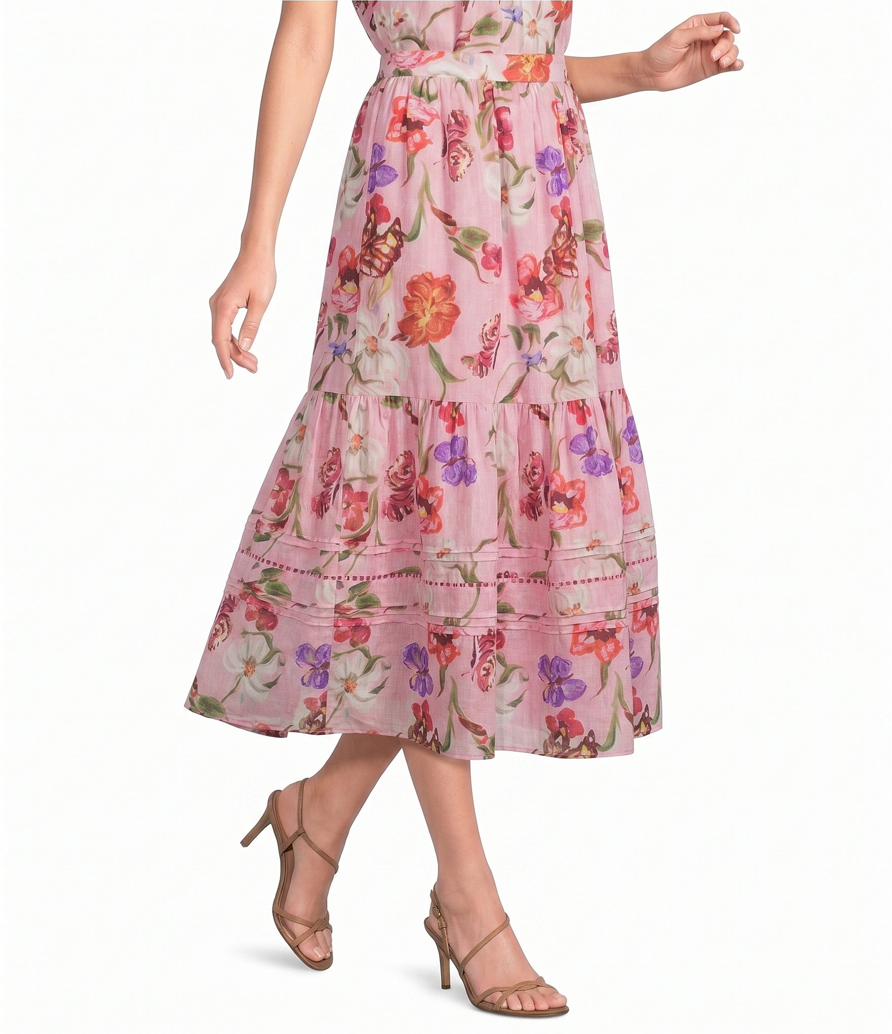 open lace back dress en Saison Amari Ruffle Chiffon Maxi Dress Floral / S