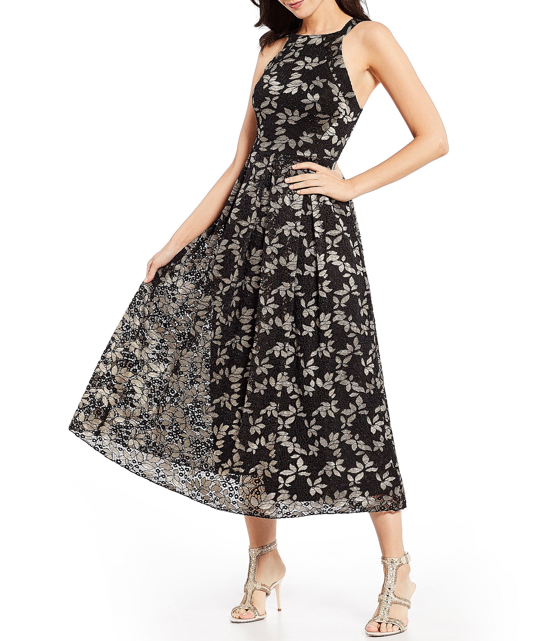 Eva Franco Jane Lace Halter Midi Dress | Dillards