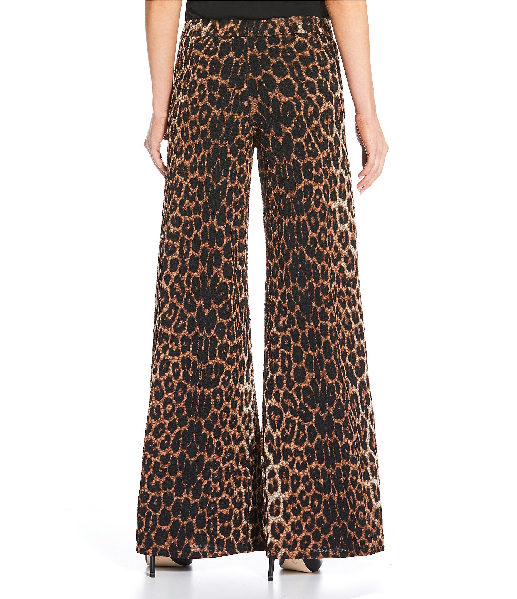 Eva Varro Animal Print Elastic Waist Wide Leg Pants