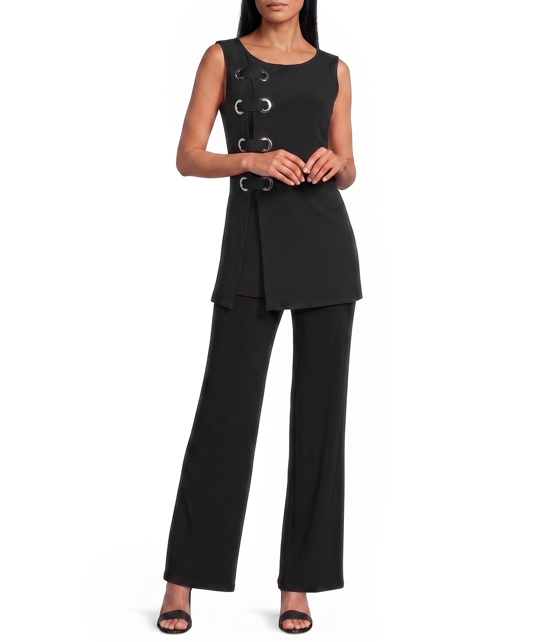 Eva Varro Knit Boat Neck Cap Sleeve Side Grommet Tunic