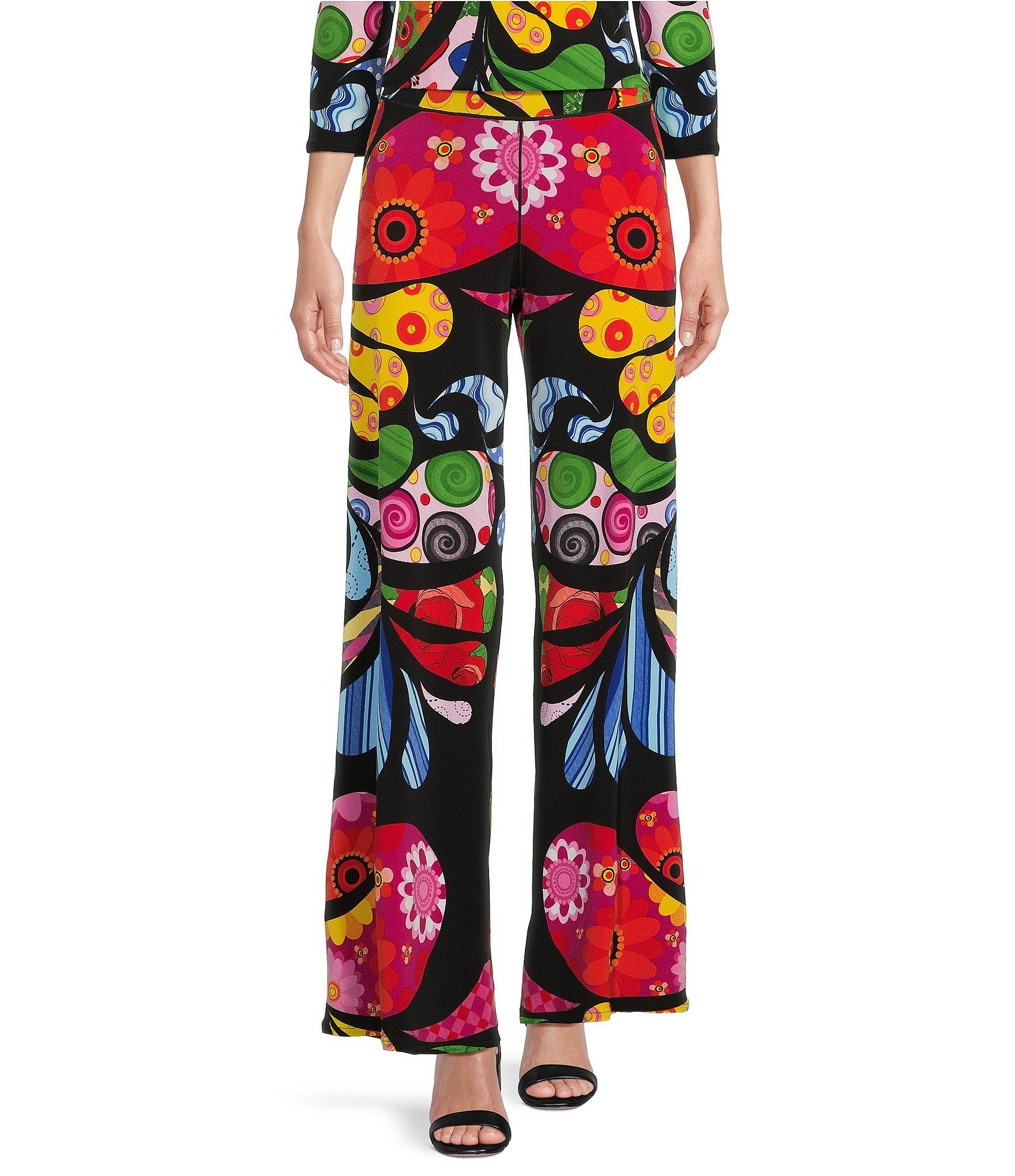 Eva Varro Mod Pop Art Print Knit Jersey Wide Leg Pull-On Pants | Dillard's