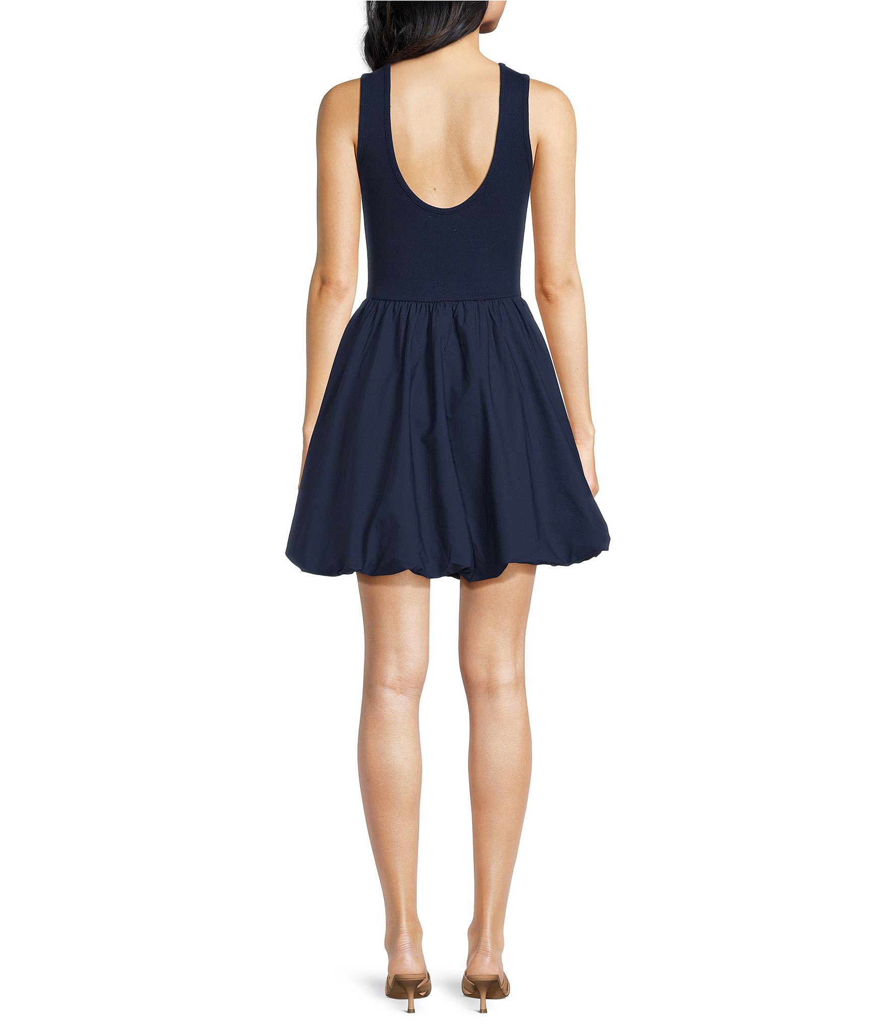 Every Bubble Knit Scoop Neck Sleeveless Drop Waist Mini Dress