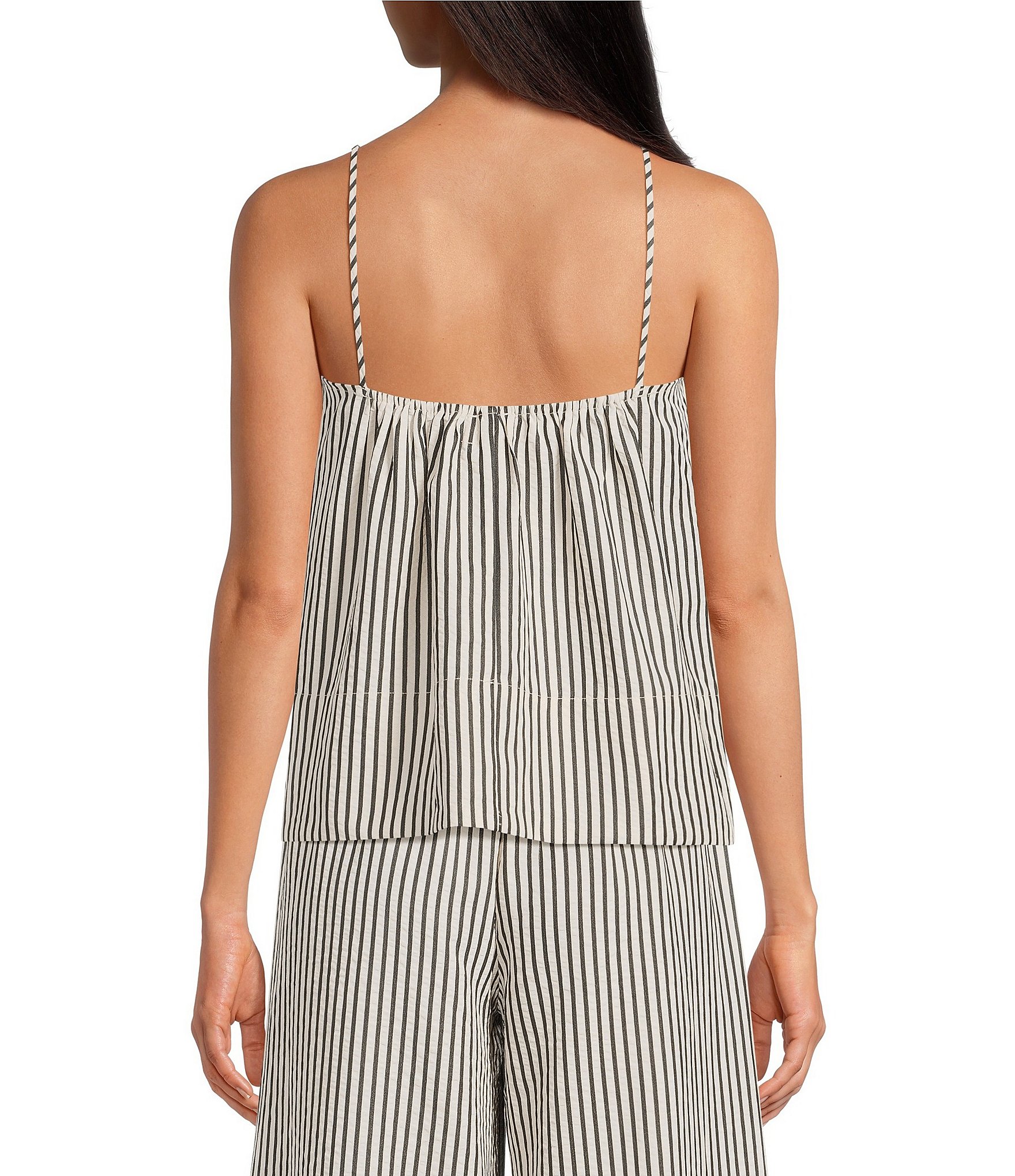 Every Coordinating Knit Striped Scoop Neck Sleeveless Babydoll Top