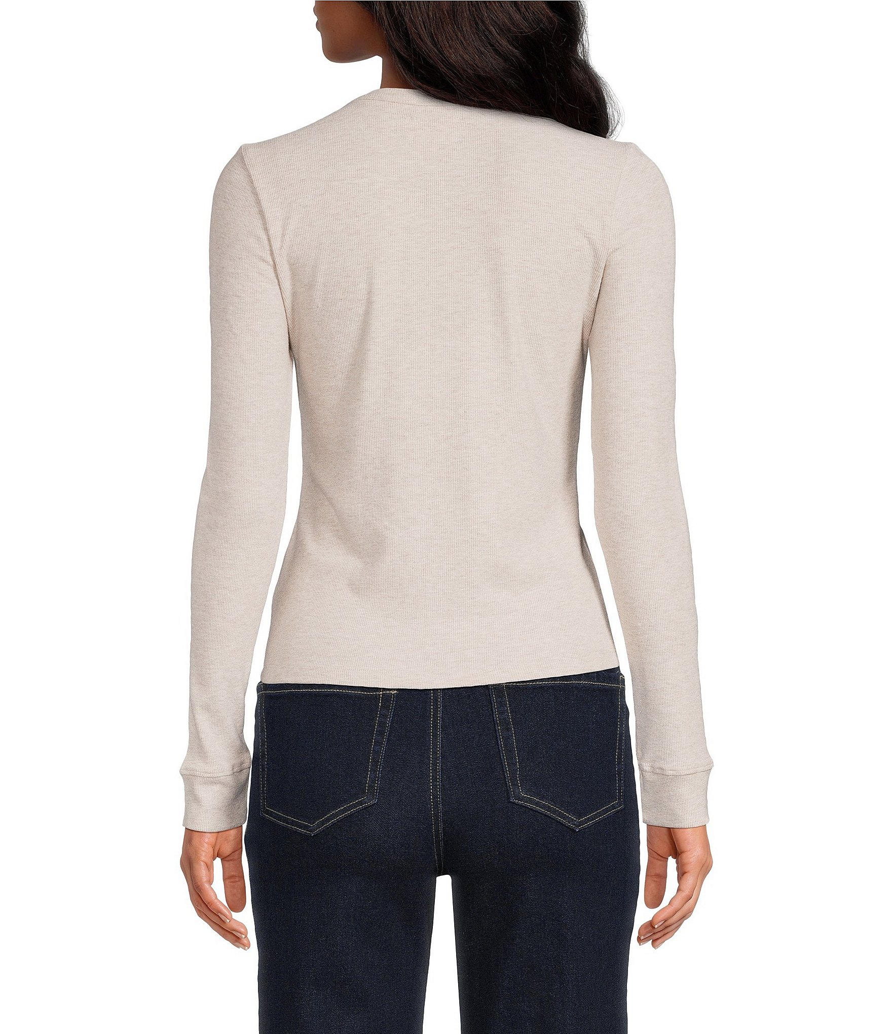 Every Crew Neck Long Sleeve Ribbed Knit Shirt
