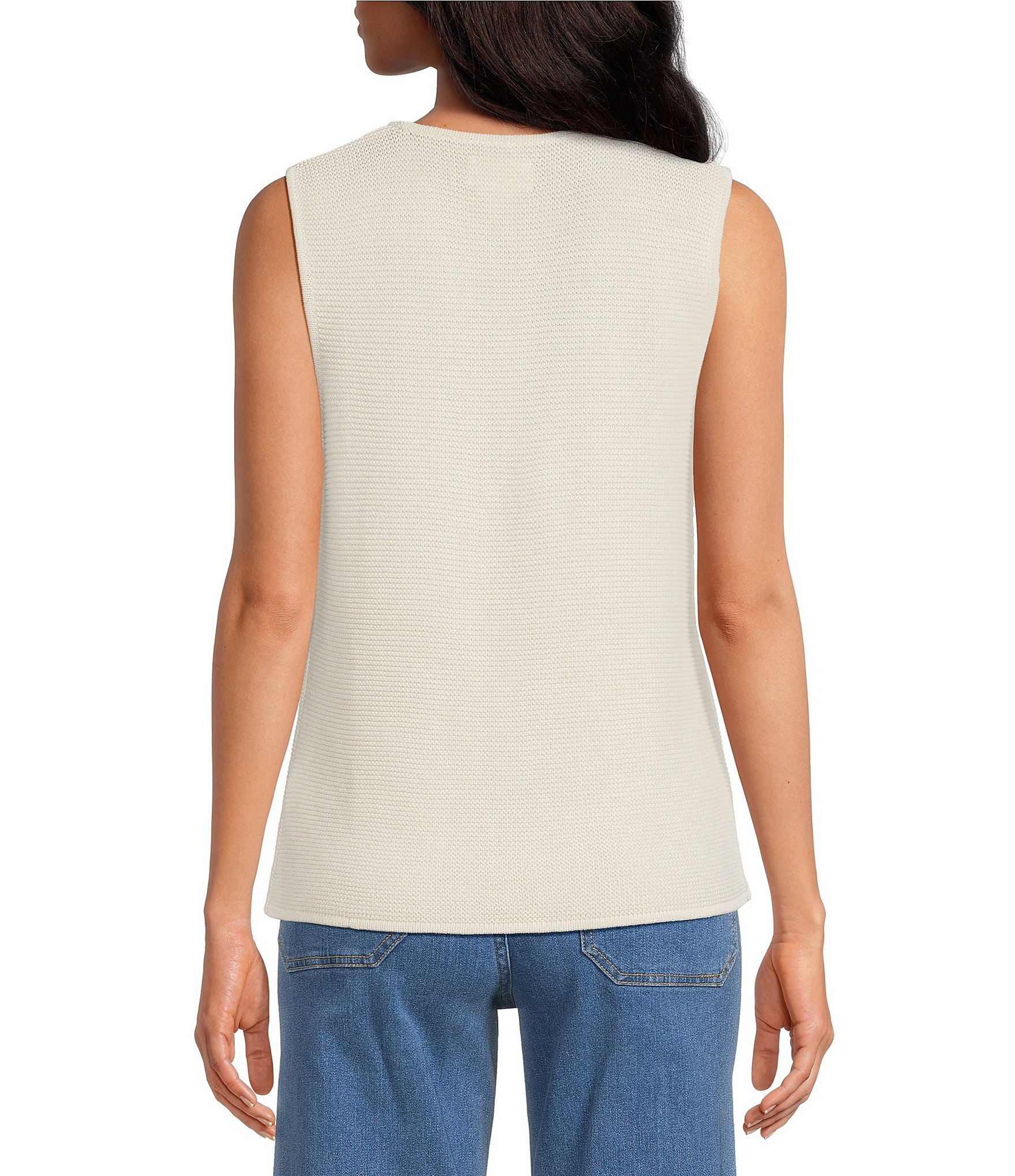 Every Knit V-Neck Sleeveless Tie Front Blouse
