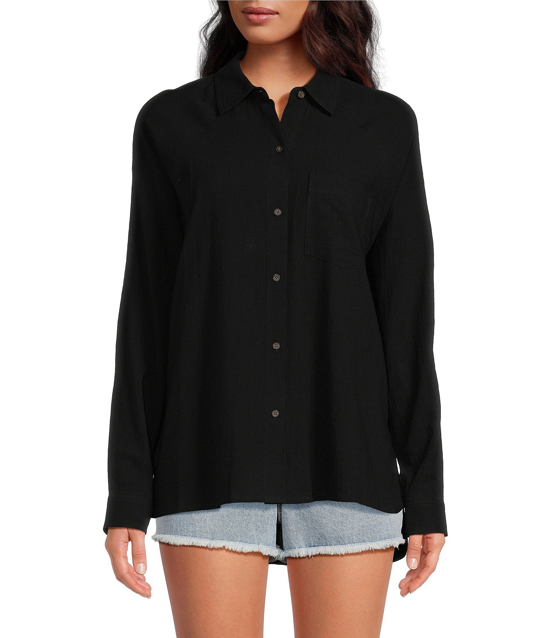 Every Oversized Point Collar Long Sleeve Button Shirt | Dillard's