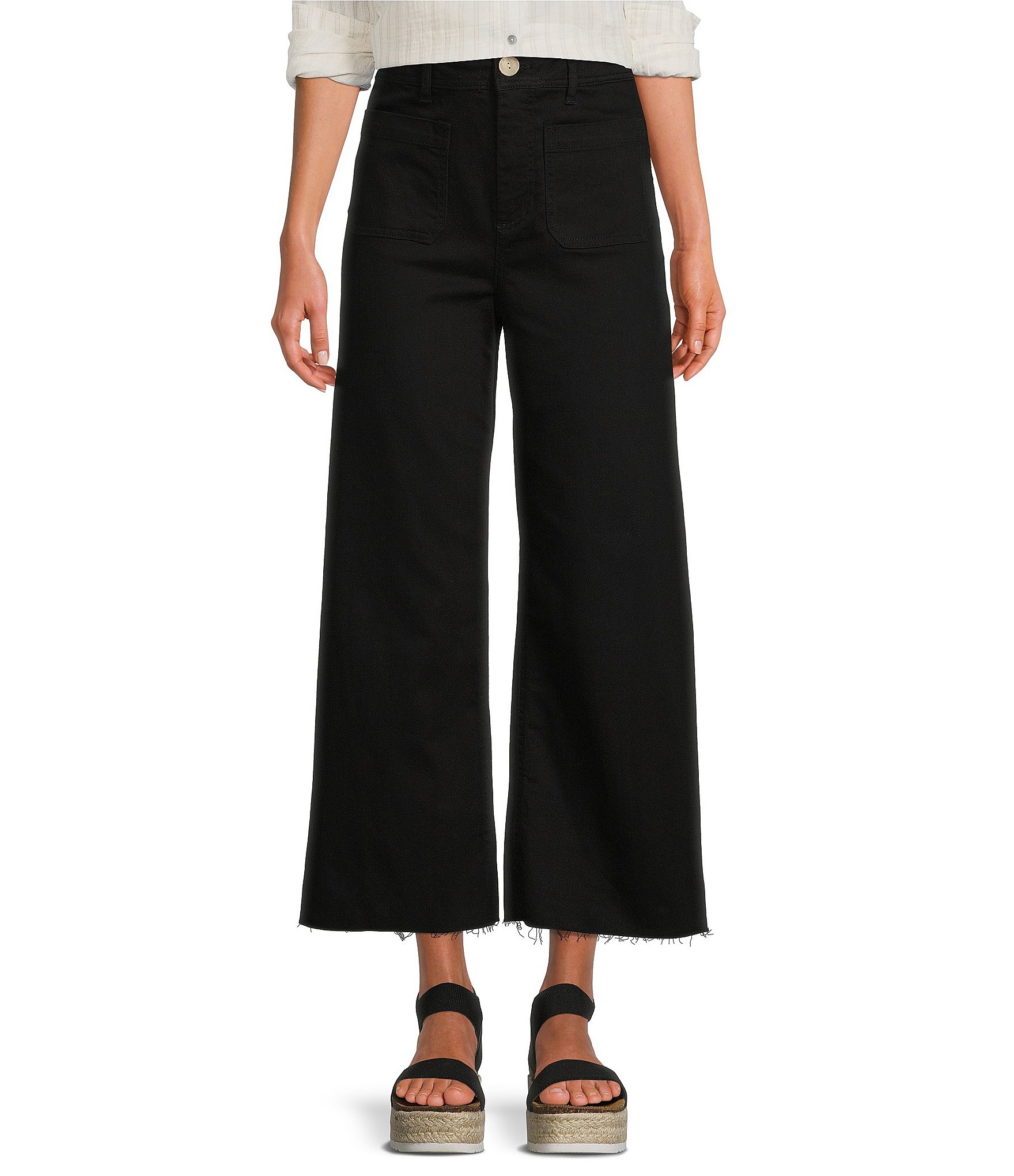 1. STATE High Waisted Pleated Front Straight Leg Trouser Pants