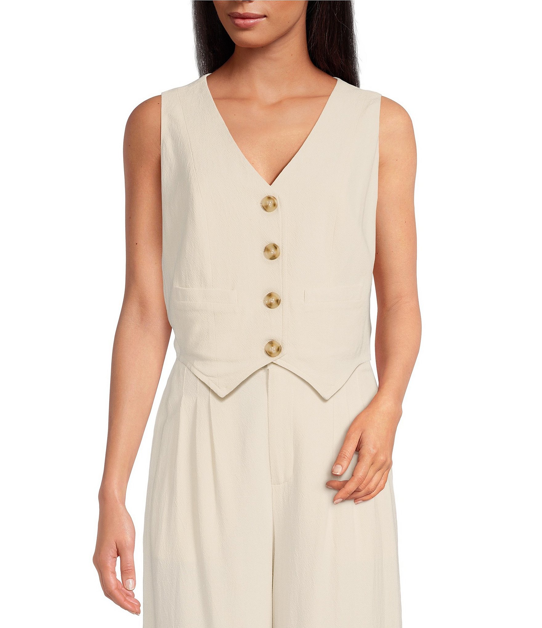 Every V-Neck Sleeveless Button Front Back Ties Coordinating Suit Vest ...