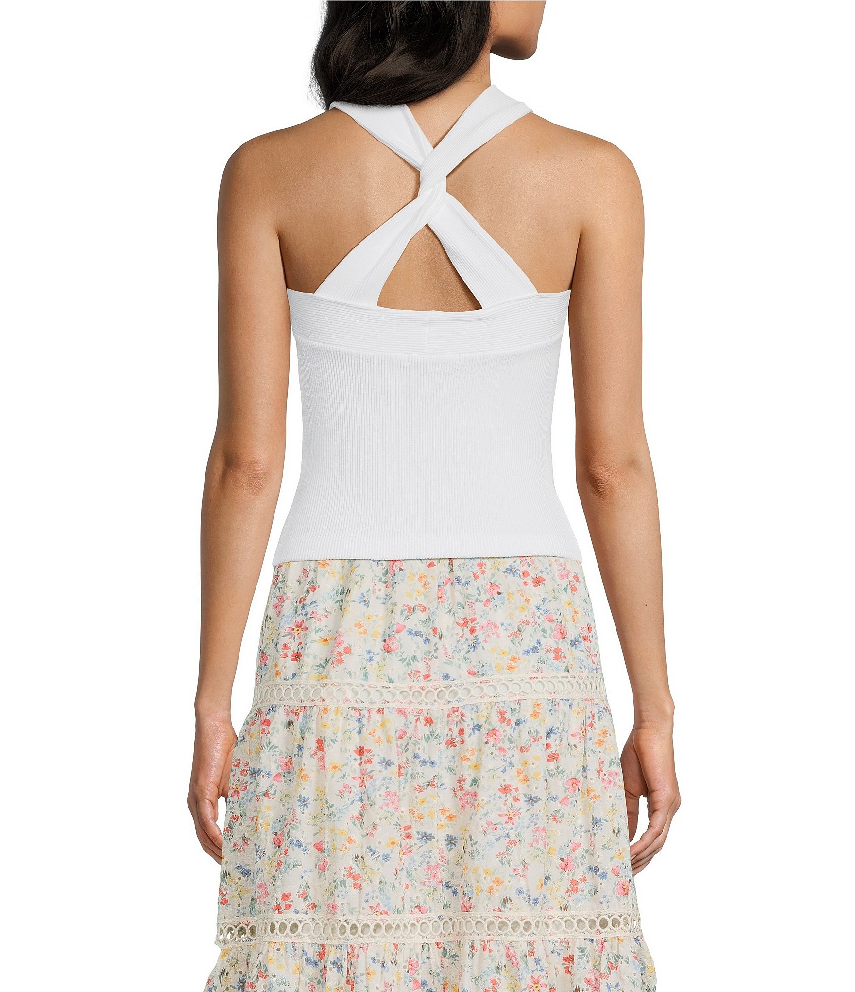 Evolutionary Cross Neck Halter Top