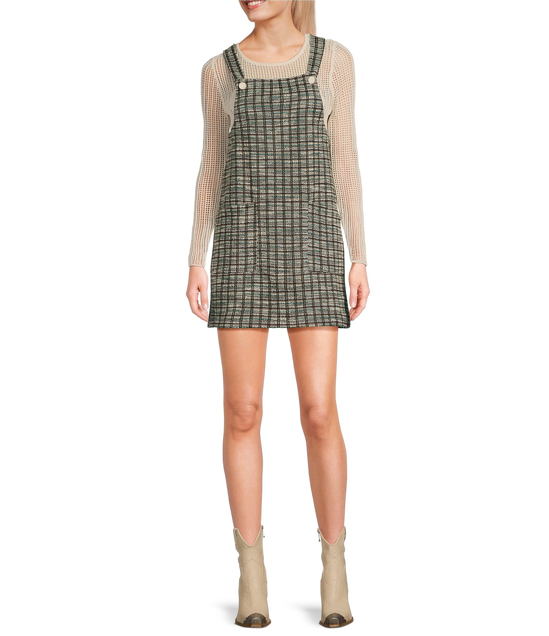 chinese dress ladies Black Checked Knee Length Dress